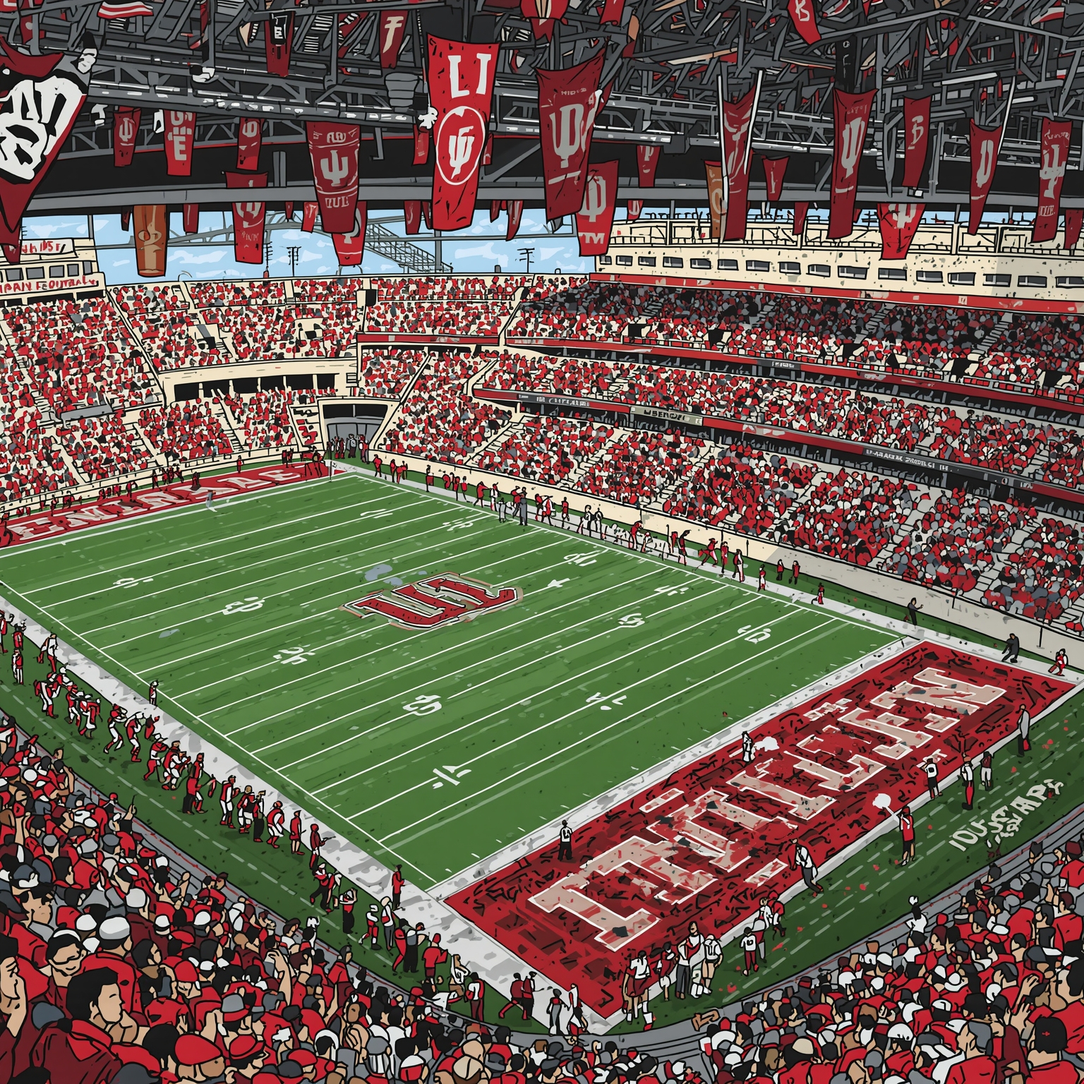 IU Football’s Rose Bowl Prep & Defensive Mastermind - painting of Indiana Hoosiers football venue
