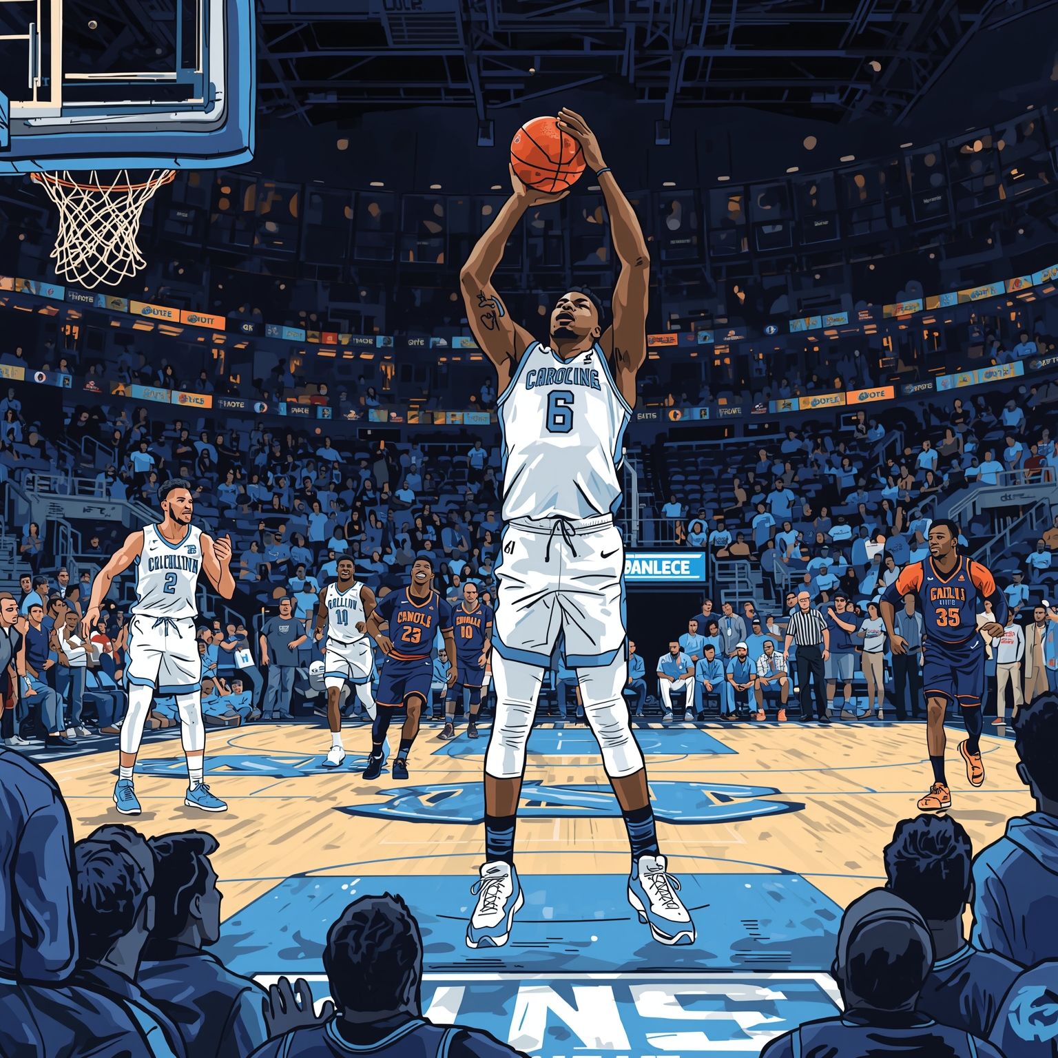 Tar Heels’ Grit: Dixon’s Heroics & Davis’ Insights - painting of North Carolina Tar Heels basketball venue