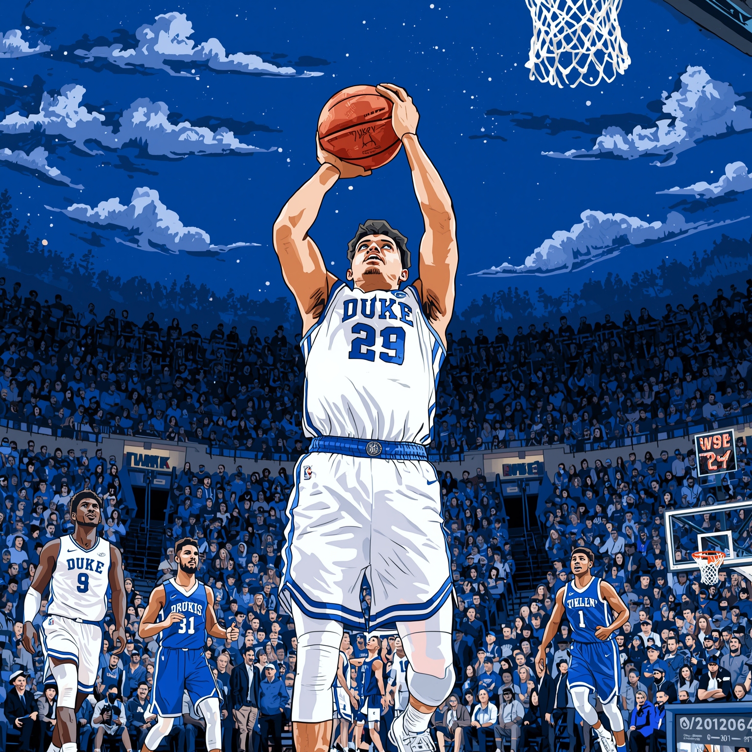 Duke’s 9-0 Surge Sealed by Last-Second Heroics - painting of Duke Blue Devils basketball venue