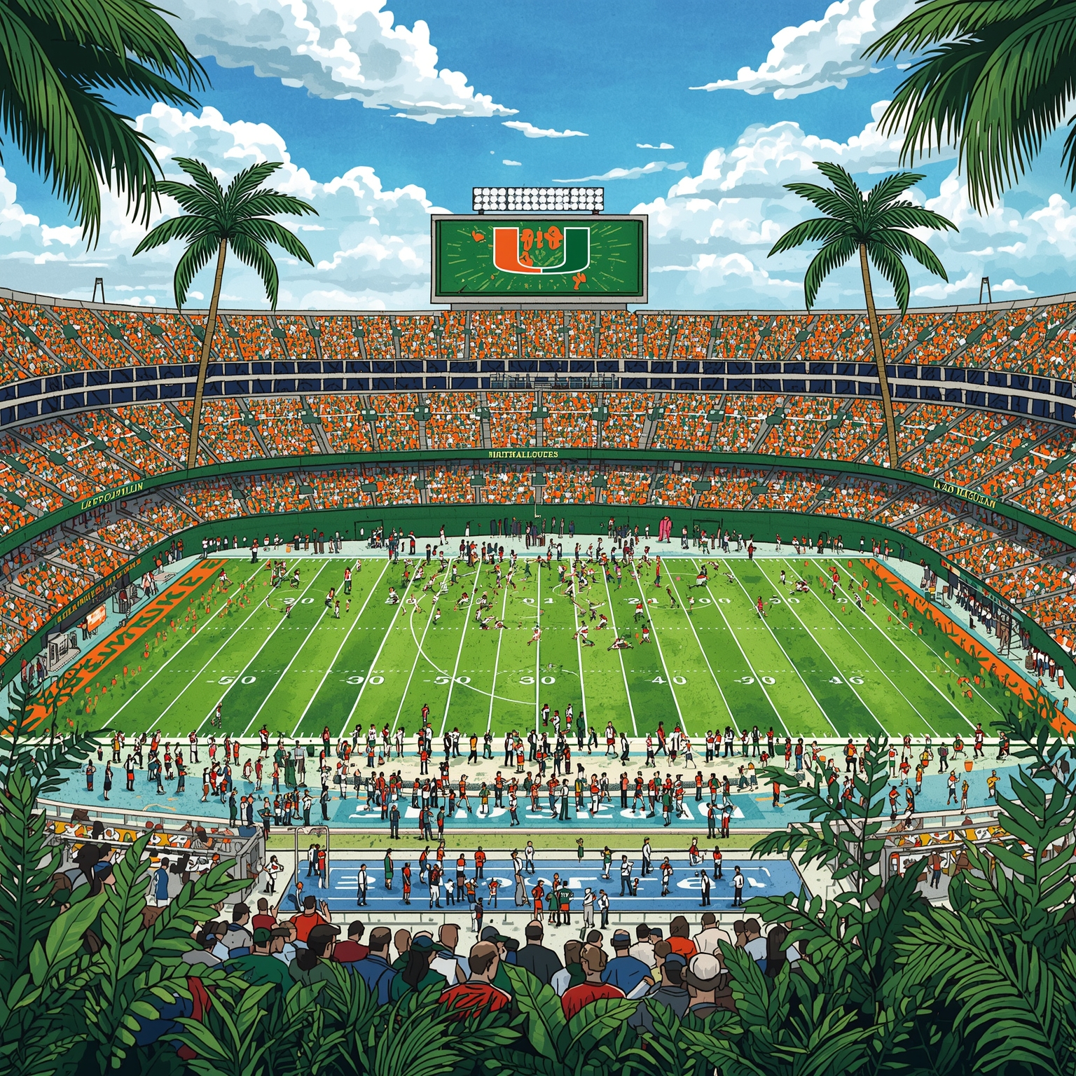Fiesta Bowl Face-Off: Miami vs. Ole Miss Breakdown - painting of Miami Hurricanes football venue