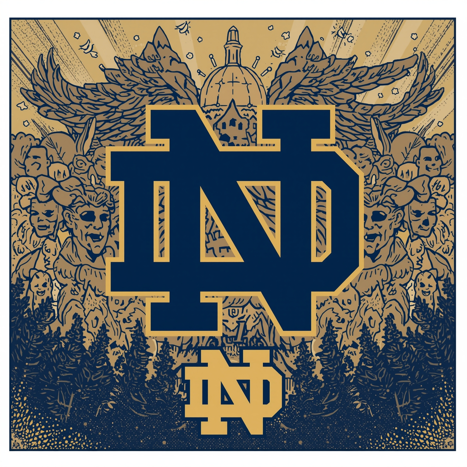 Notre Dame Football: Dreams, Departures and Defensive Shifts - painting of Notre Dame Fighting Irish football venue