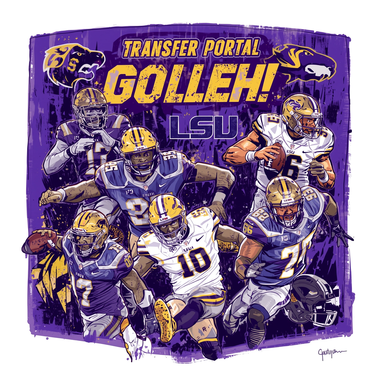 LSU Transfer Portal Drama: Departures, Returns, Recruits - painting of LSU Tigers football venue