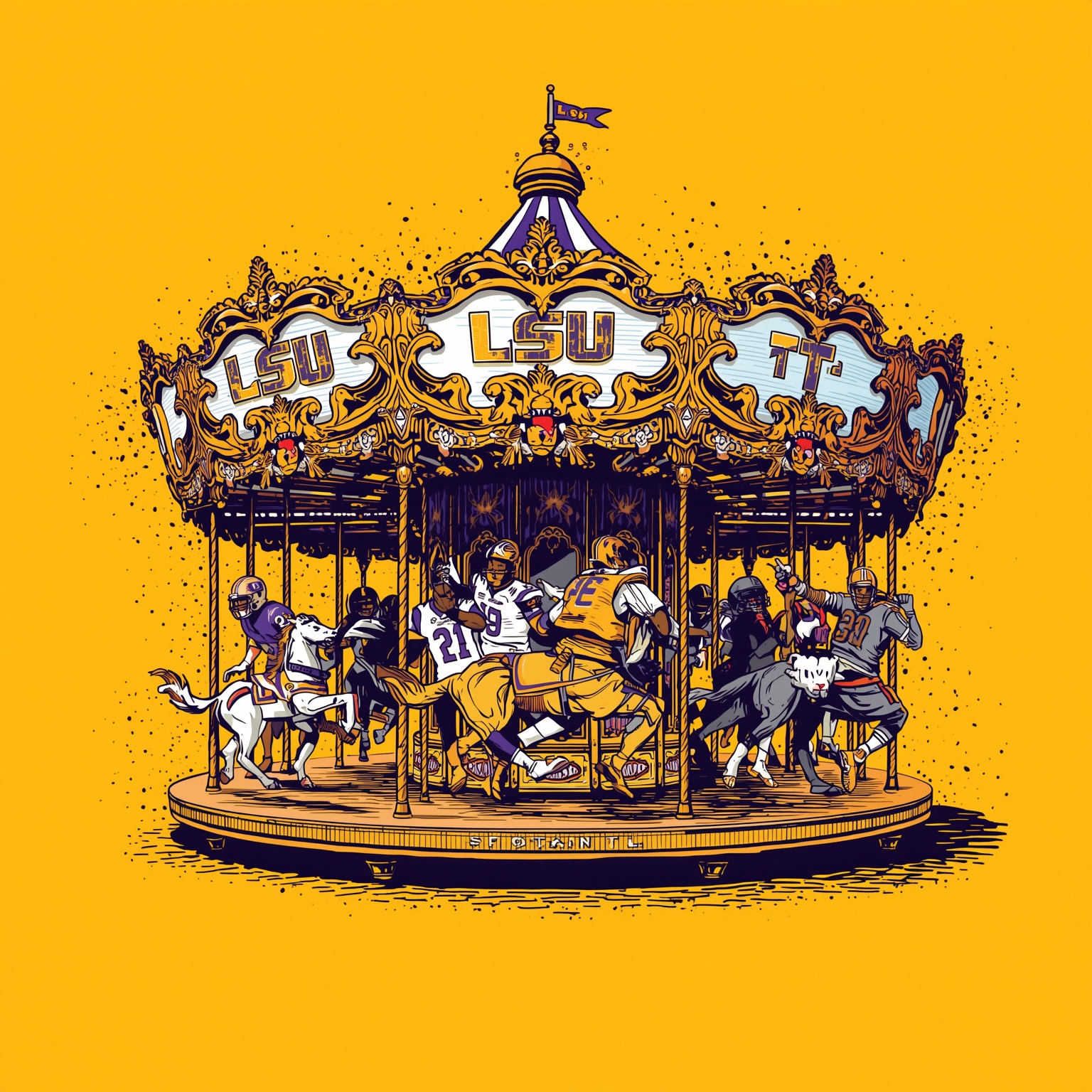 LSU’s Wild Transfer Carousel: RB, QB & TE Inbound - painting of LSU Tigers football venue