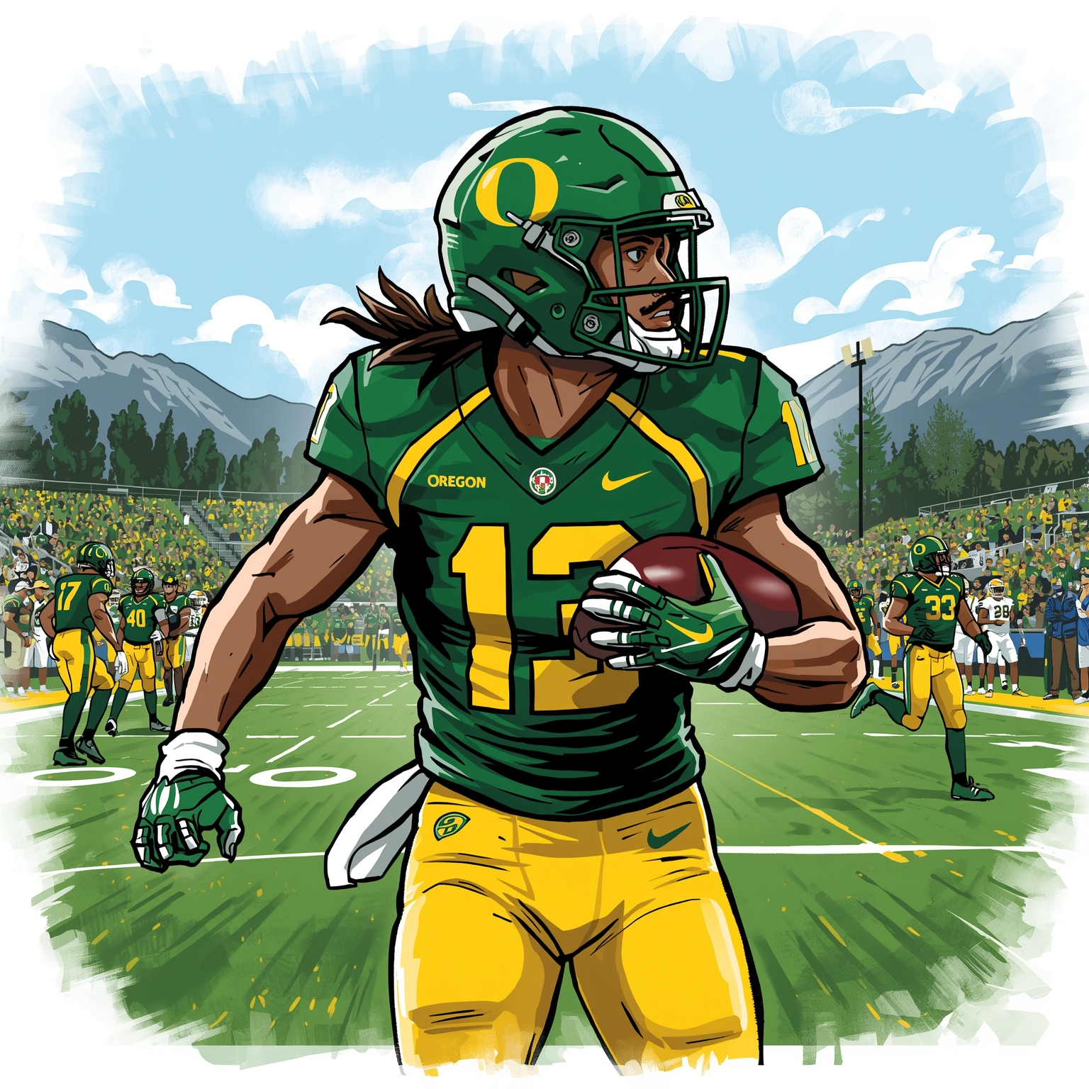 Injuries and Transfers Cloud Ducks’ Playoff Hopes - painting of Oregon Ducks football venue