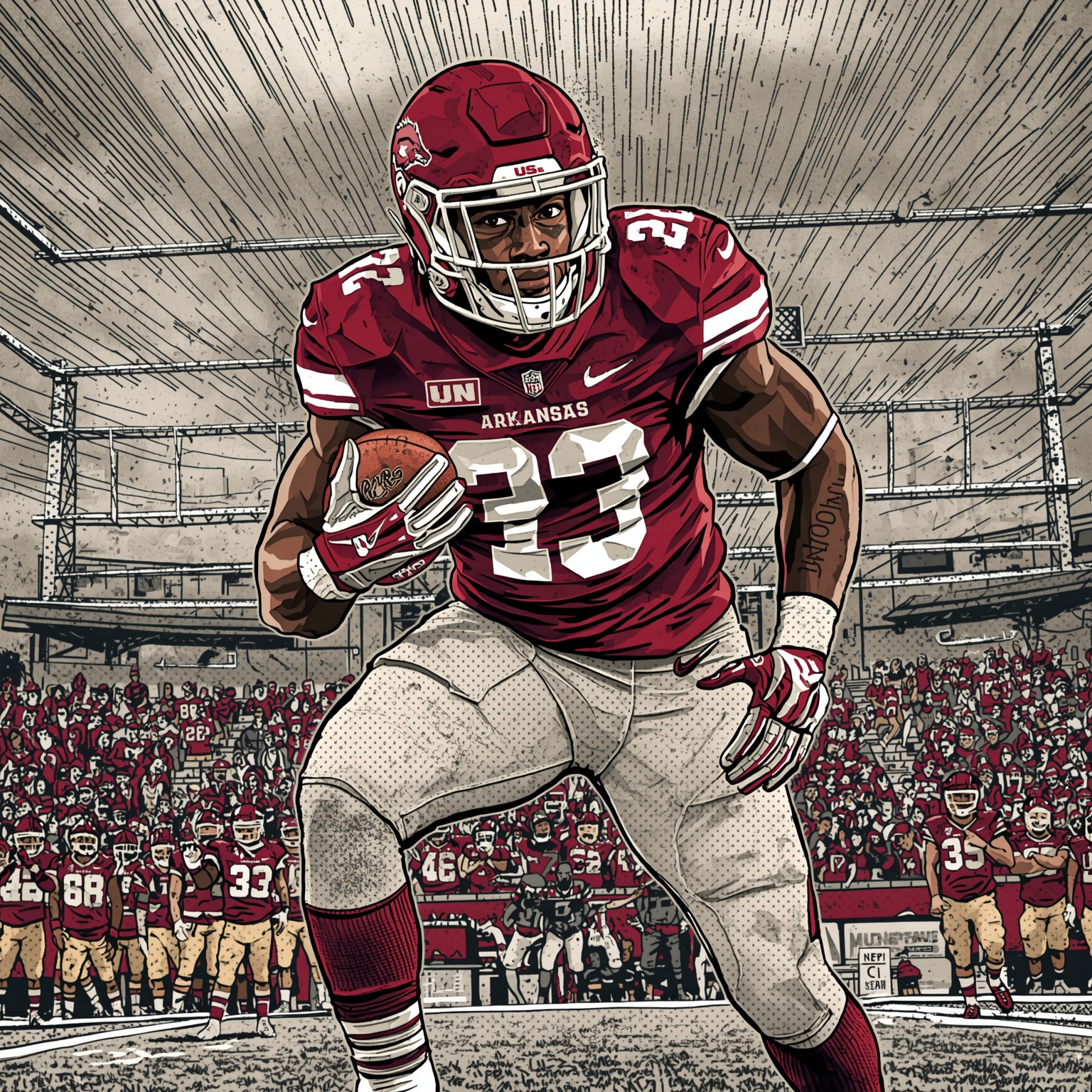 Razorbacks’ Transfer Turbulence - painting of Arkansas Razorbacks football venue
