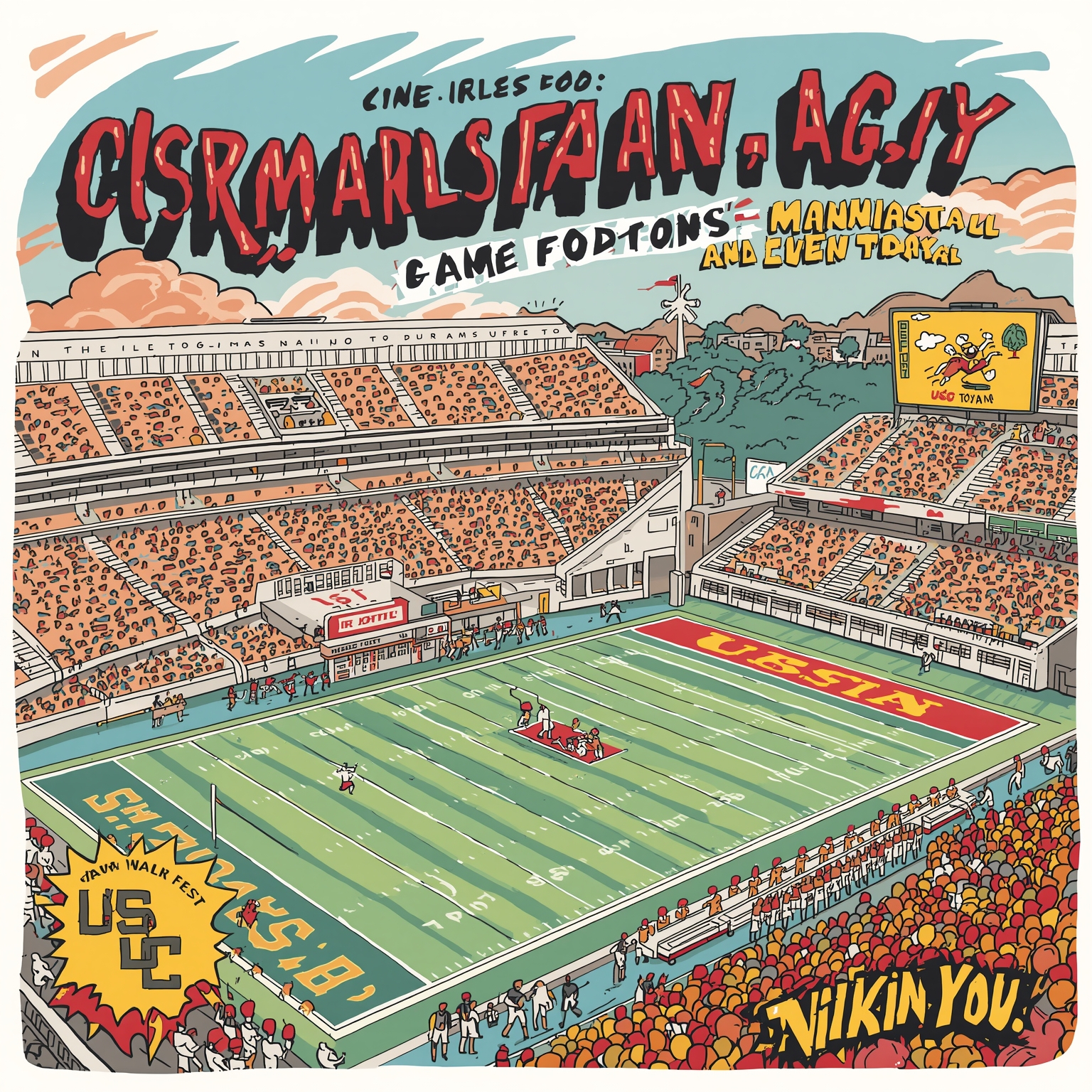 USC Trojan Nation’s Latest: Coaching, Transfers, Recruits - painting of USC Trojans football venue