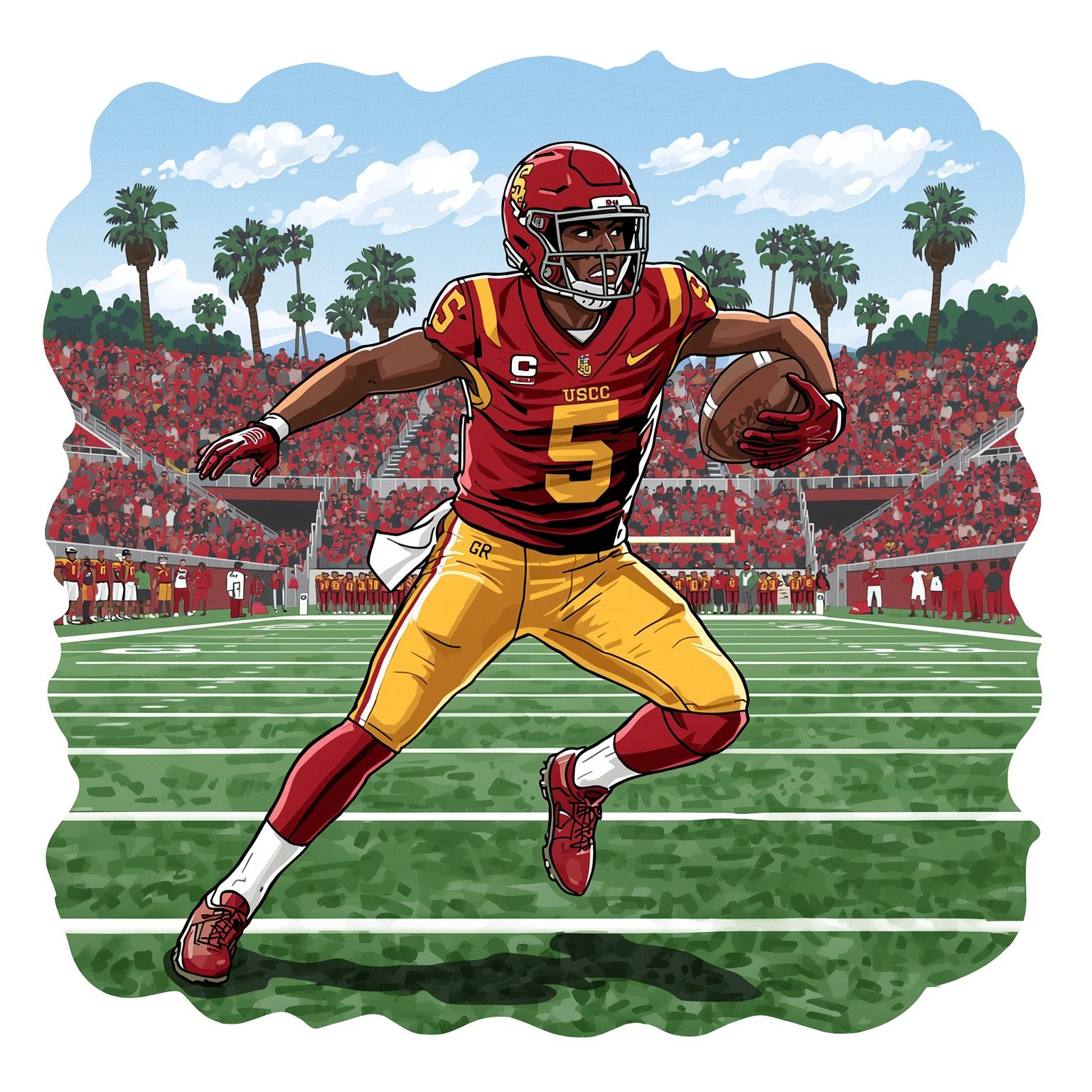 USC’s Offseason Showdown and Receiver Revelations - painting of USC Trojans football venue