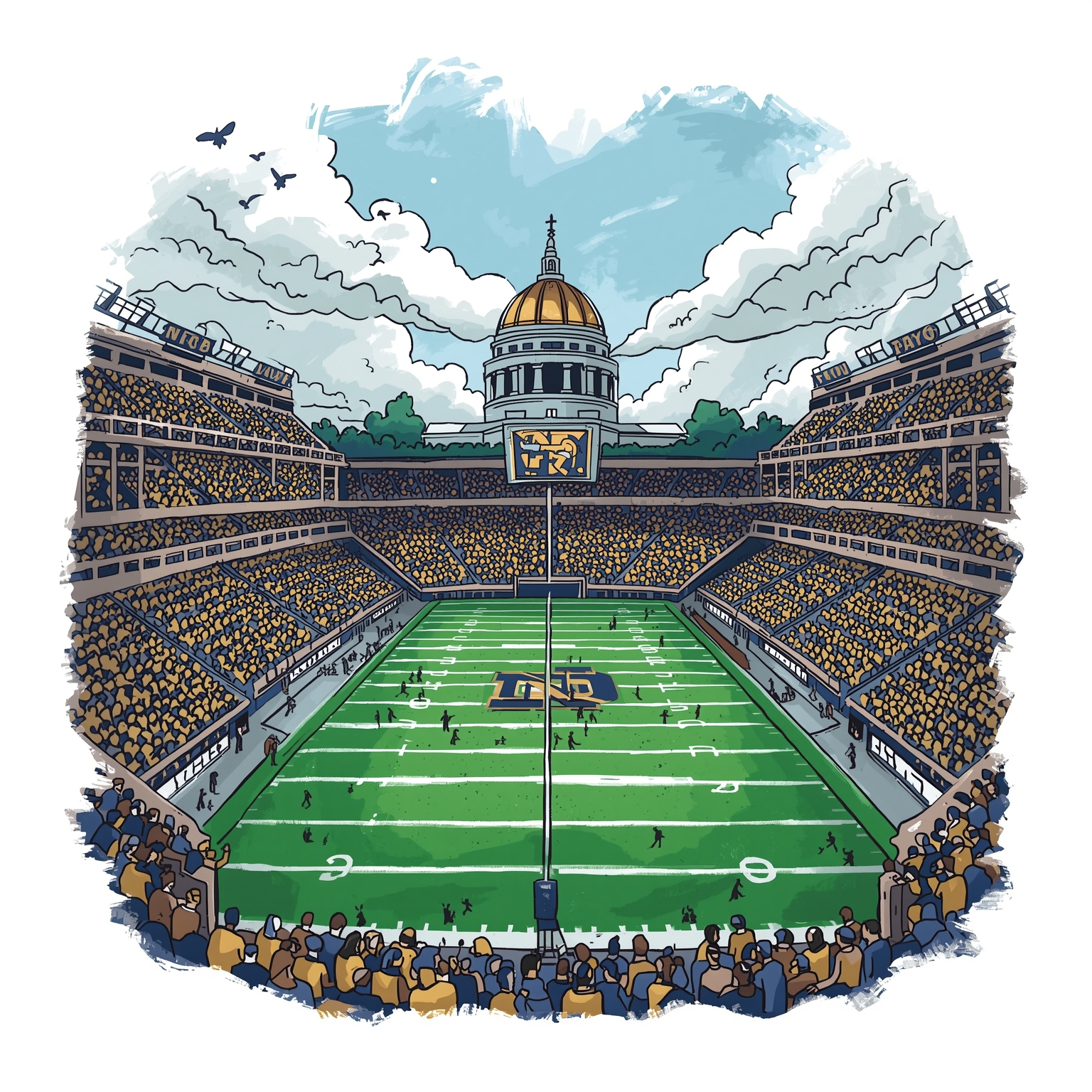 Irish Shake-Up and Notre Dame’s CFP Heartbreak - painting of Notre Dame Fighting Irish football venue