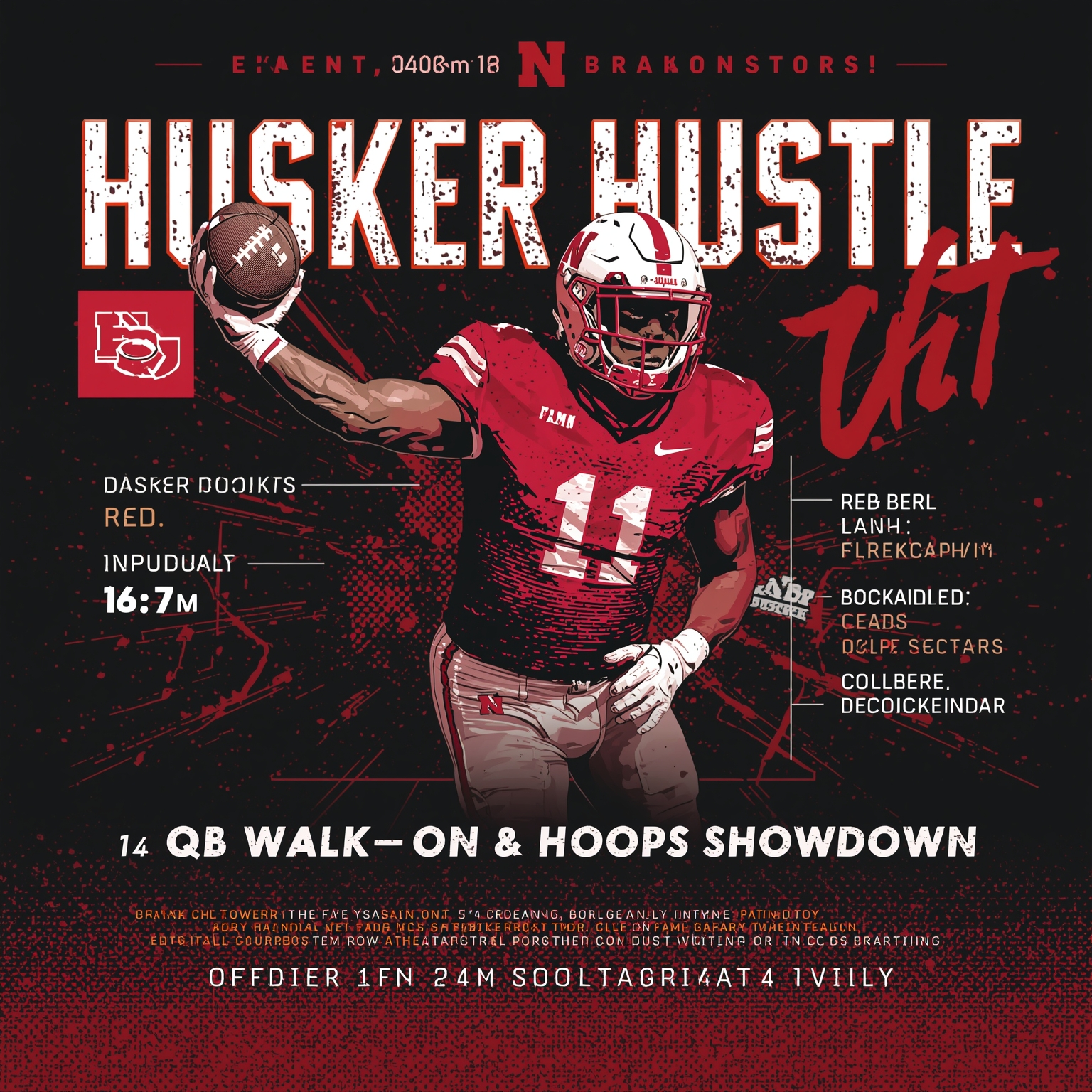 Husker Hustle: OL Targets, QB Walk-On & Hoops Showdown - painting of Nebraska Cornhuskers football, basketball venue