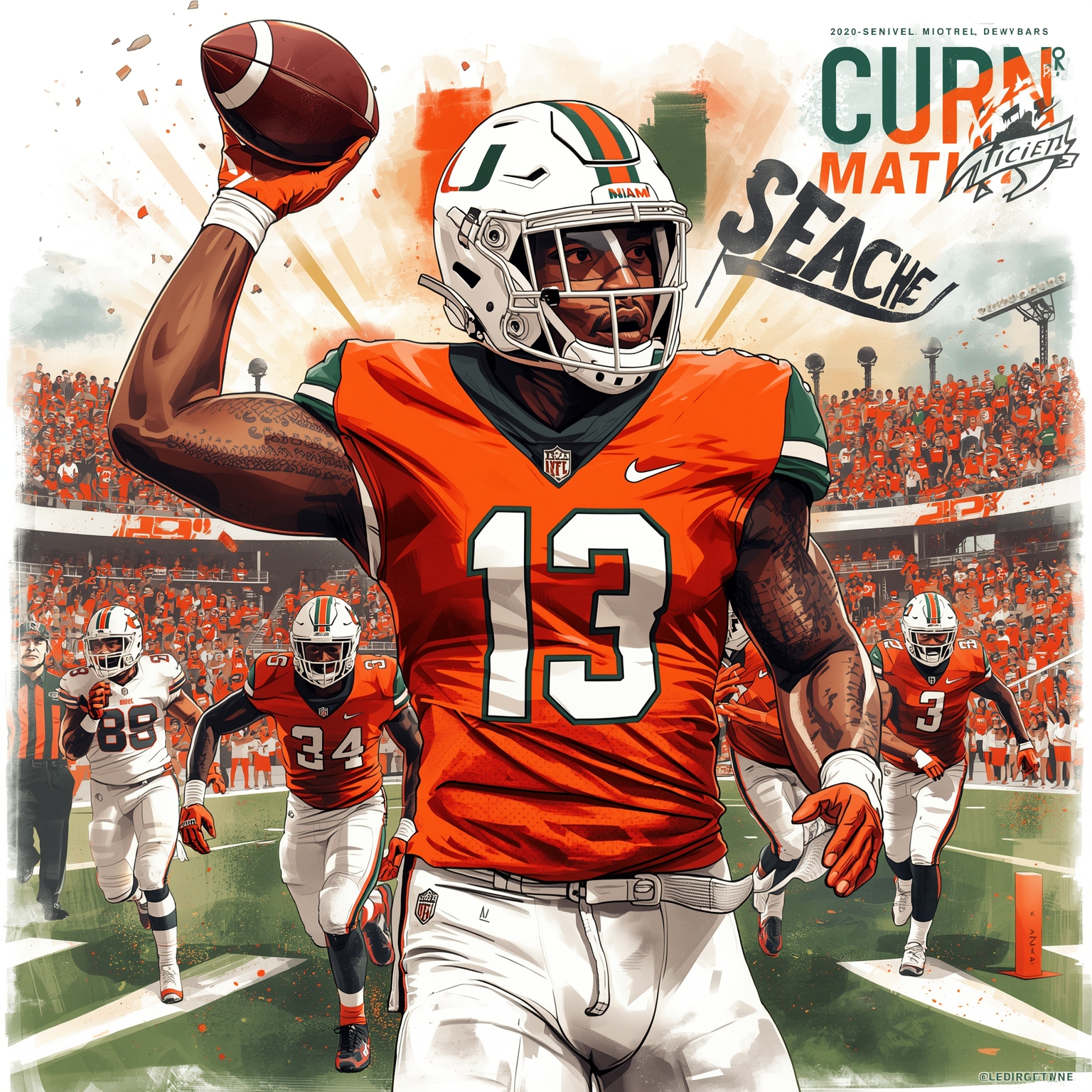 Beck’s Heroics Propel Miami to National Title - painting of Miami Hurricanes football venue