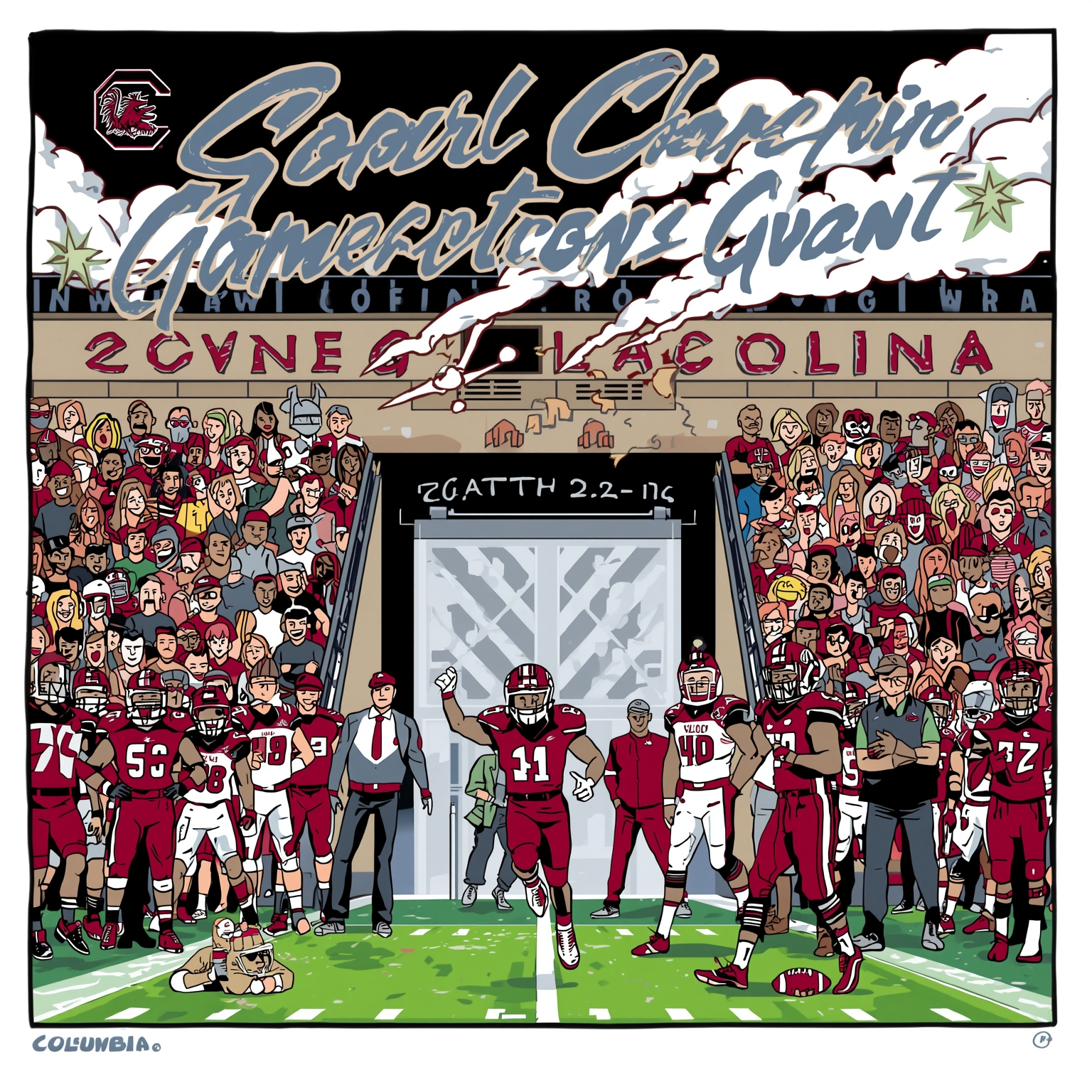 Gamecock Exodus: Stars Depart Through Transfer Portal - painting of South Carolina Gamecocks football venue