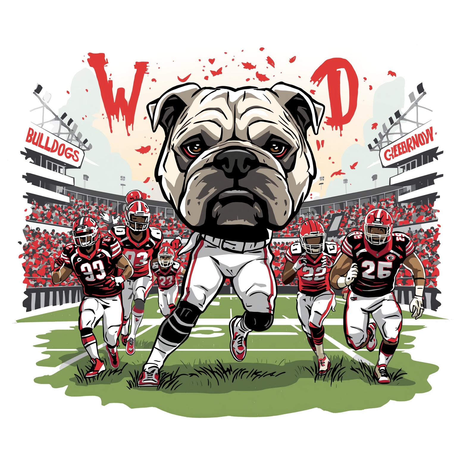 Bulldogs Shake Up Roster: NFL Decisions and New Recruits - painting of Georgia Bulldogs football venue