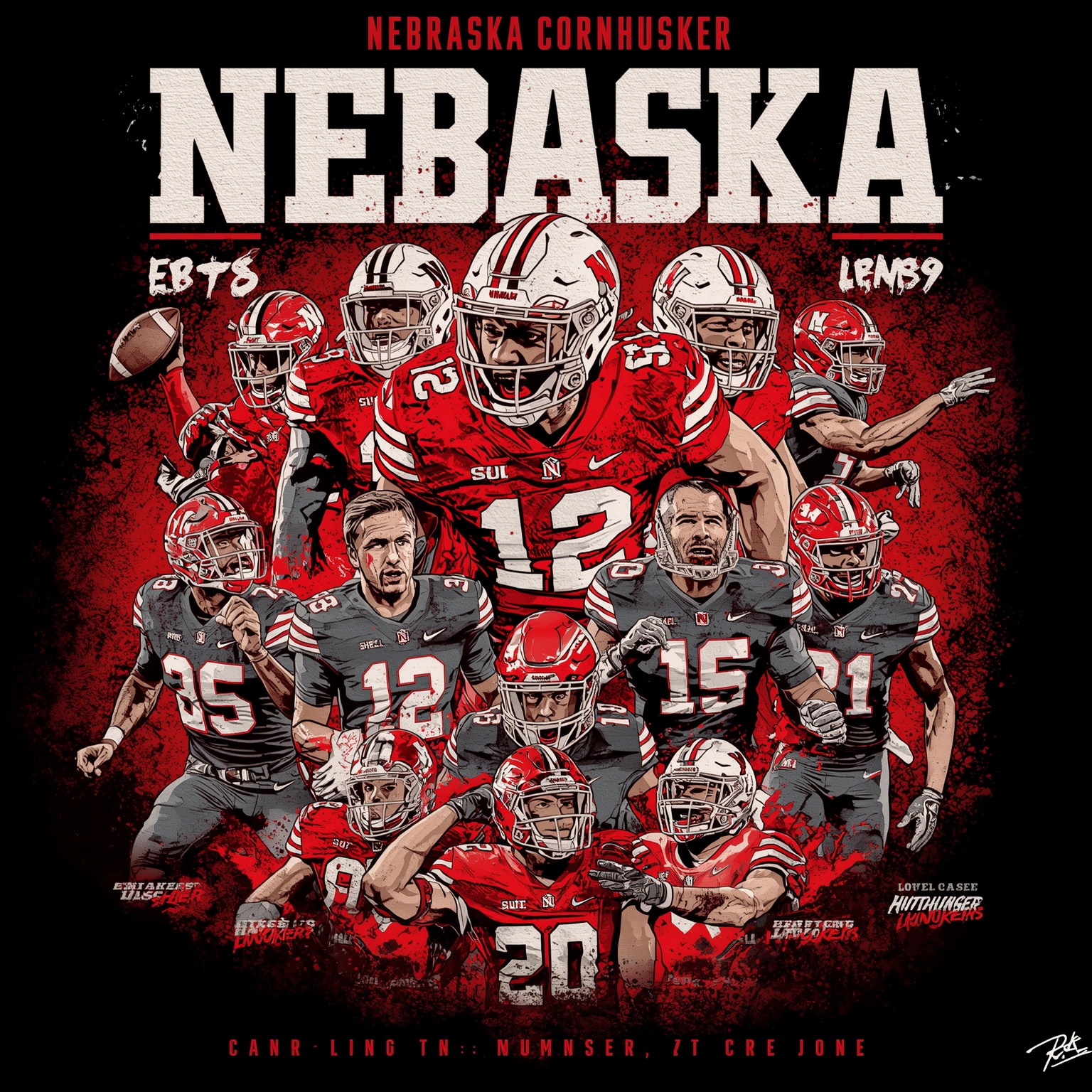 Nebraska Huskers: Recruits, Transfers, and Game Drama - painting of Nebraska Cornhuskers football,basketball venue