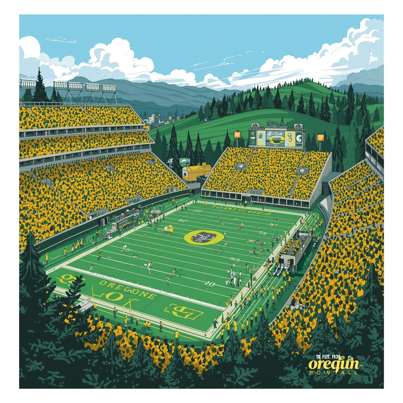 Oregon Ducks’ Peach Bowl Aftershock: Stories Beyond the Score - painting of Oregon Ducks football venue