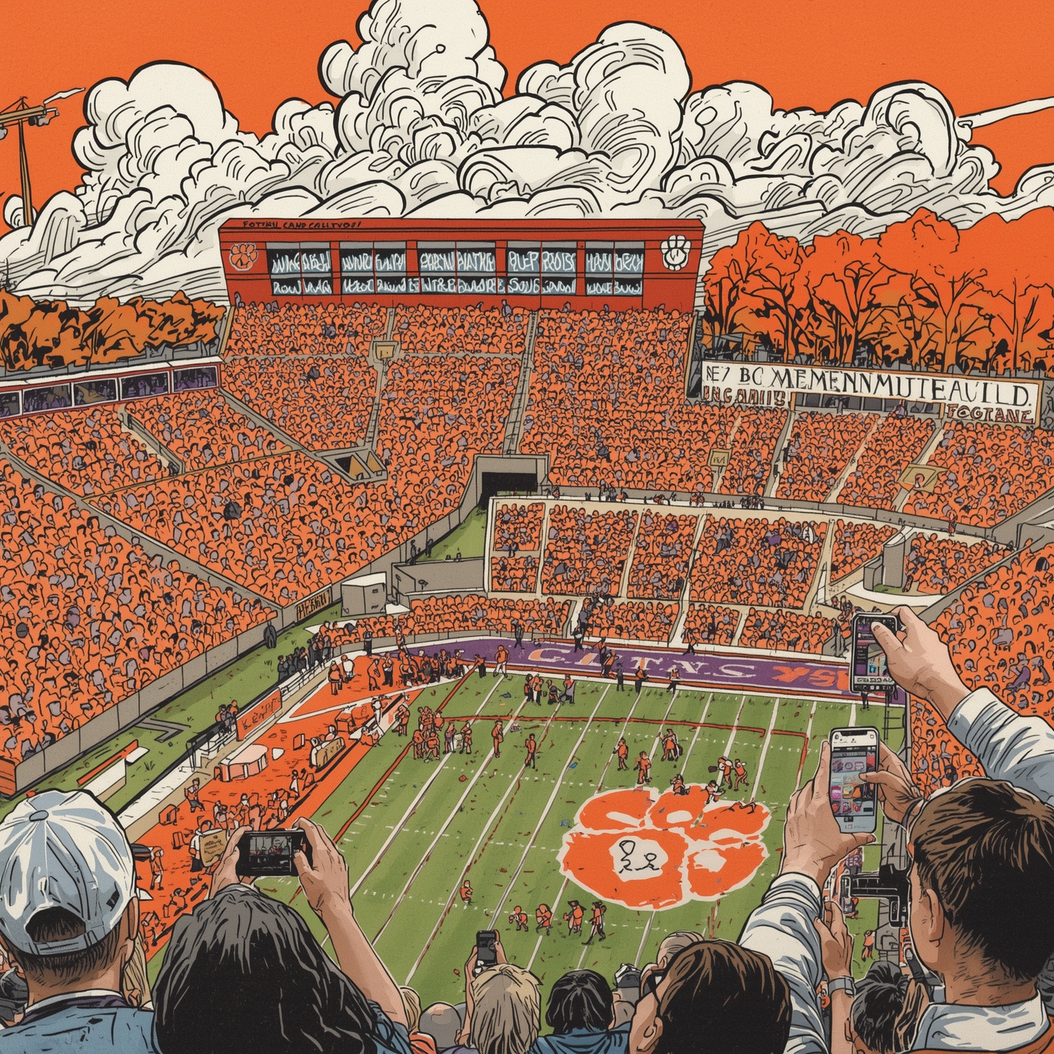 Clemson: Transfers, Comebacks and NFL Playoff Dreams - painting of Clemson Tigers football venue