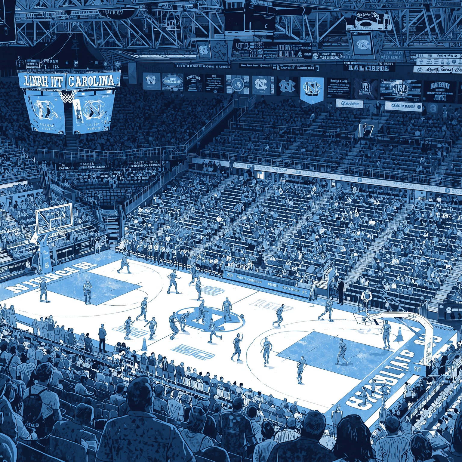 Victory, Vanity, and Wake-Up Calls on the Court and Field - painting of North Carolina Tar Heels basketball, football venue