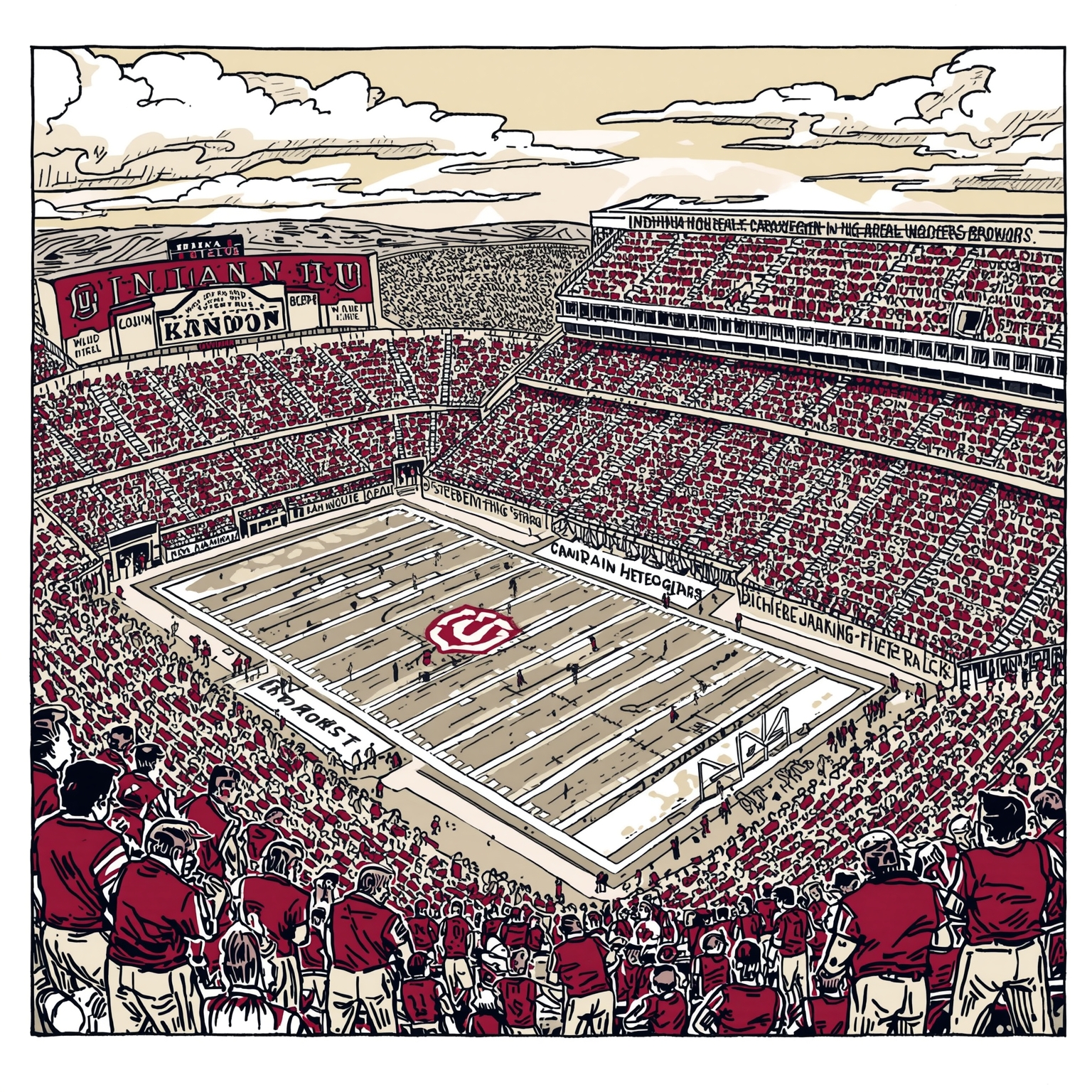 Unbeatable Hoosiers & Sneaky Sneaker Showdown - painting of Indiana Hoosiers football venue