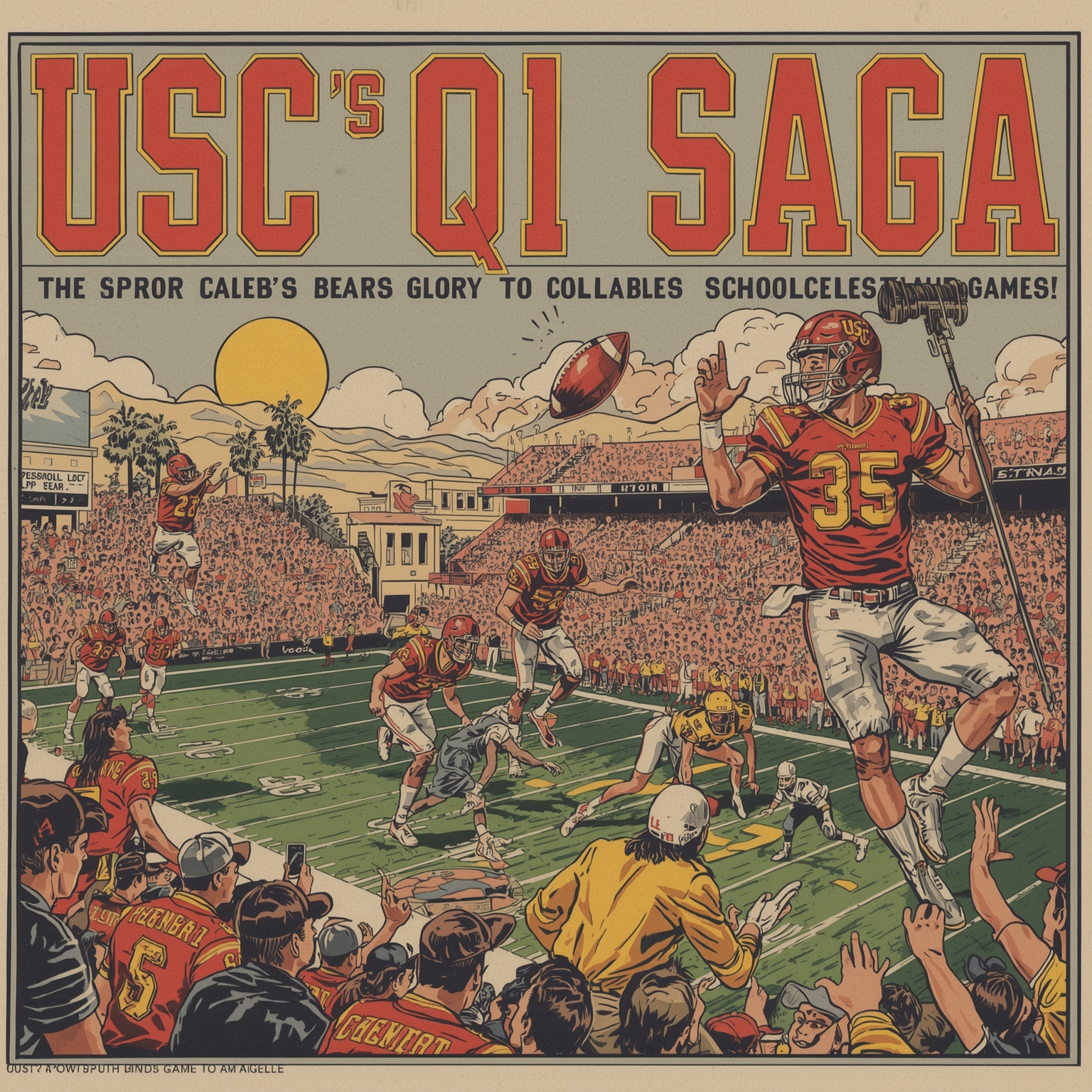 USC's QB Saga: From Caleb's Bears Glory to College Shuffles - painting of USC Trojans football venue