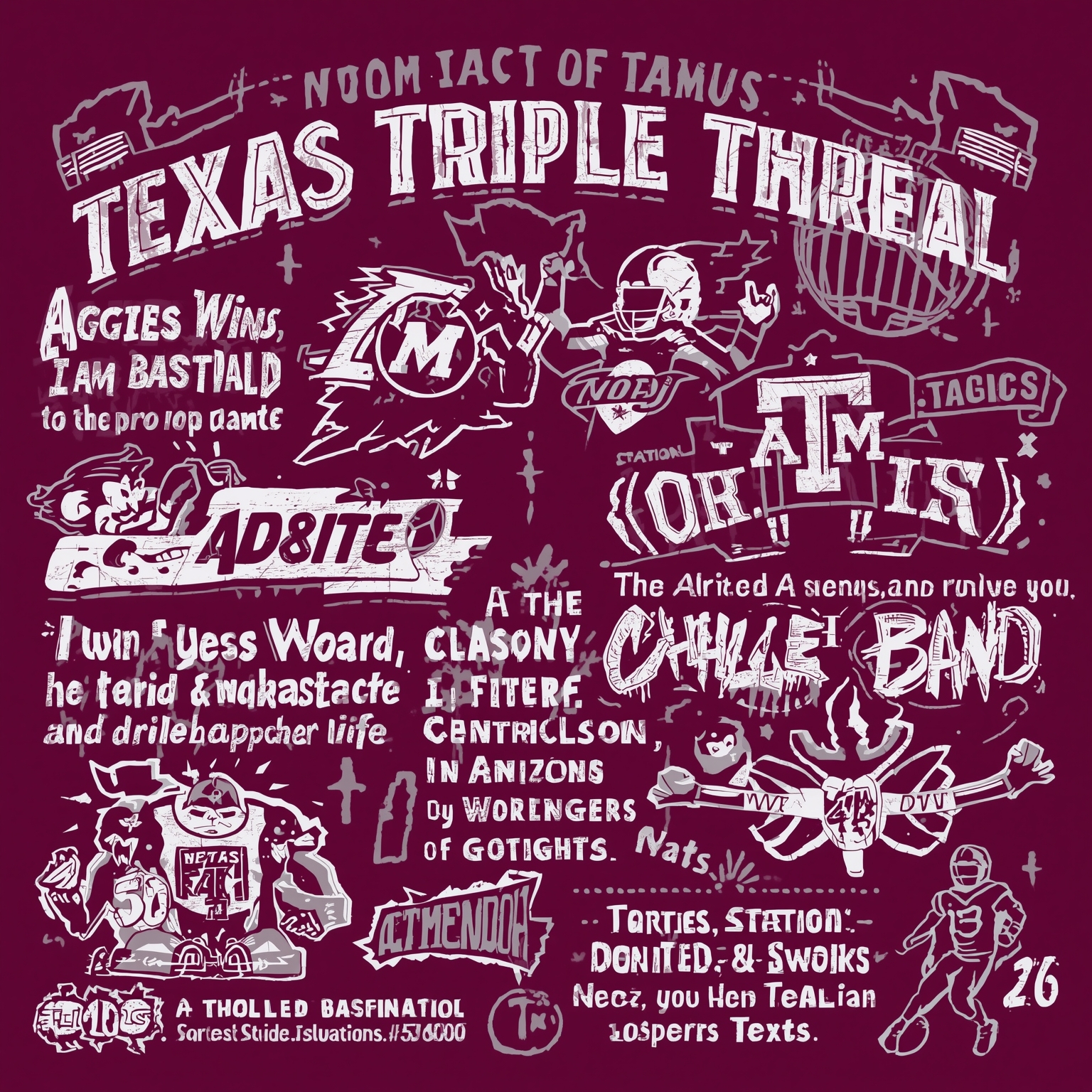 Aggies’ Triple Threat: Hoops Wins, New Unis & Transfers - painting of Texas A&M Aggies football,basketball,baseball venue