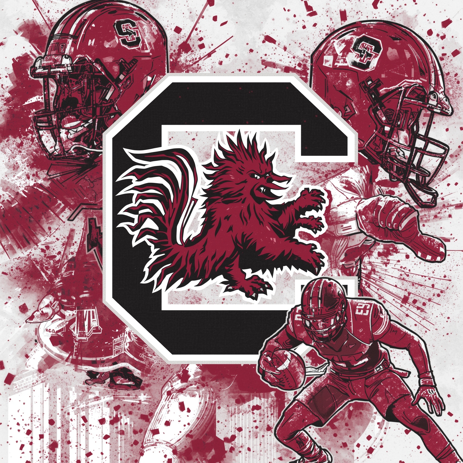 Gamecocks’ Roster Shake-Up and Hardwood Heartbreak - painting of South Carolina Gamecocks football,basketball venue