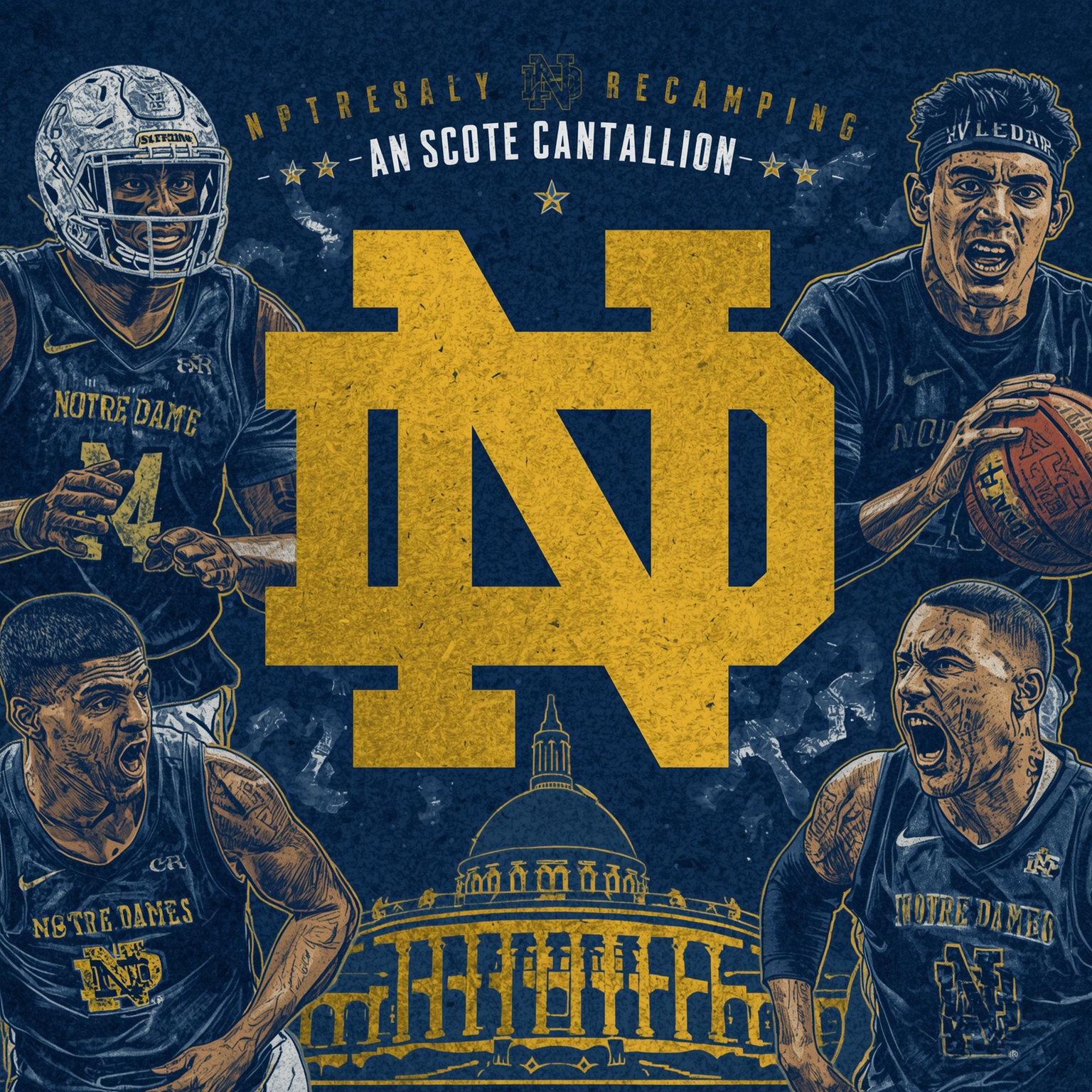 Notre Dame: Hoops Heroics, Coaching Chatter & Recruits - painting of Notre Dame Fighting Irish basketball, football venue