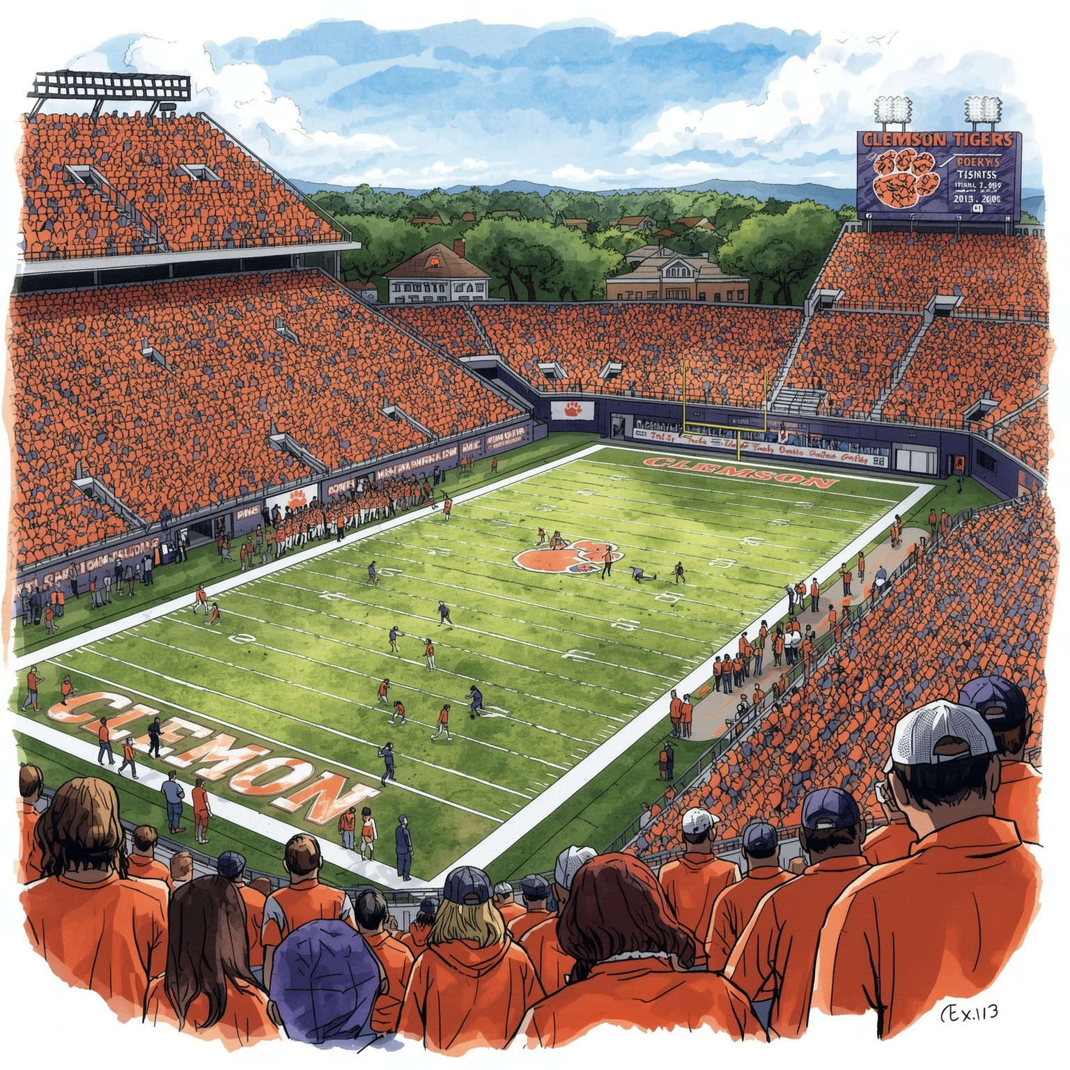 Clemson’s Athletic Shake-Up: Hoops Rise, Safety Shift - painting of Clemson Tigers football,basketball venue