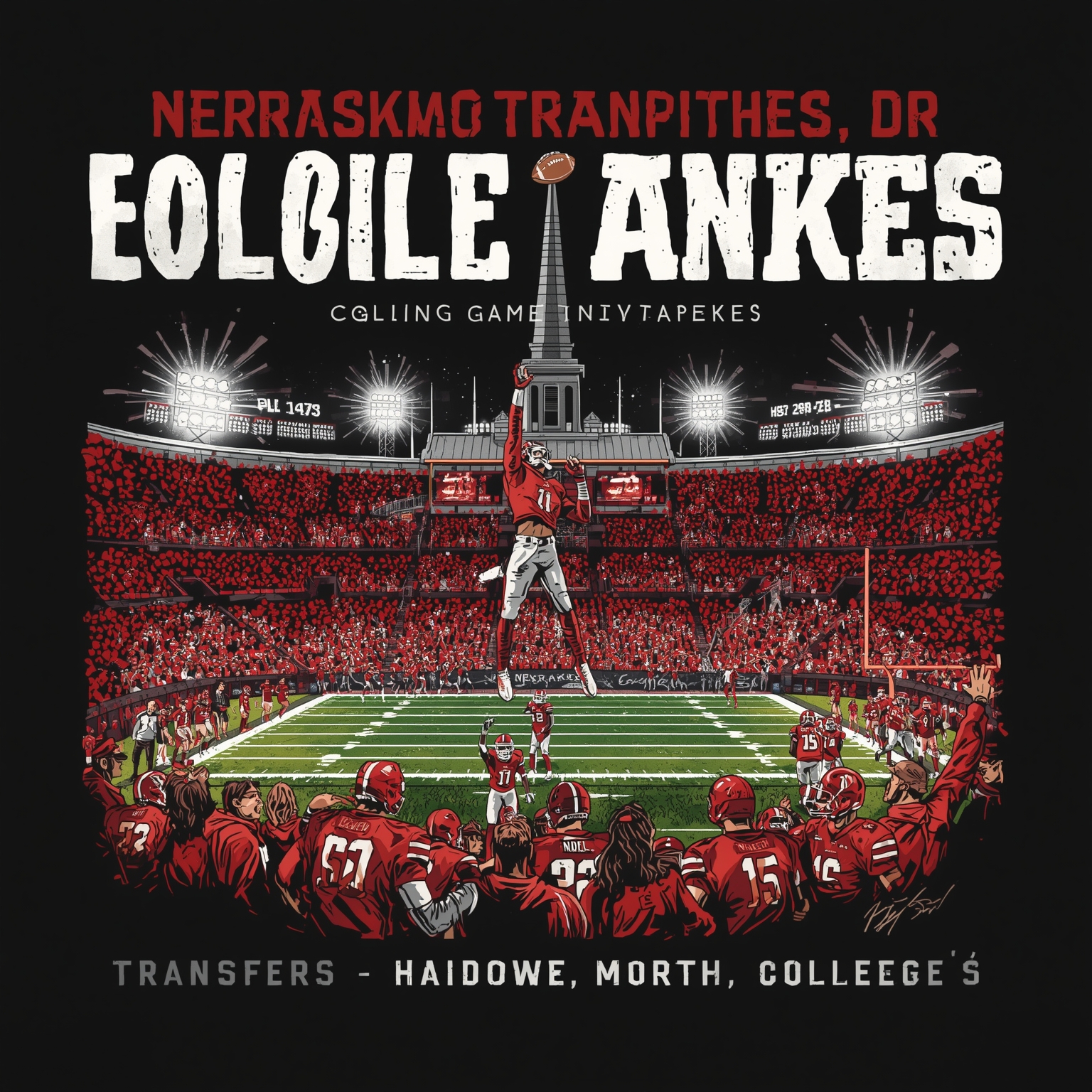 Husker Highlights: Transfers, Triumphs, and Tourney Travels - painting of Nebraska Cornhuskers football,basketball venue