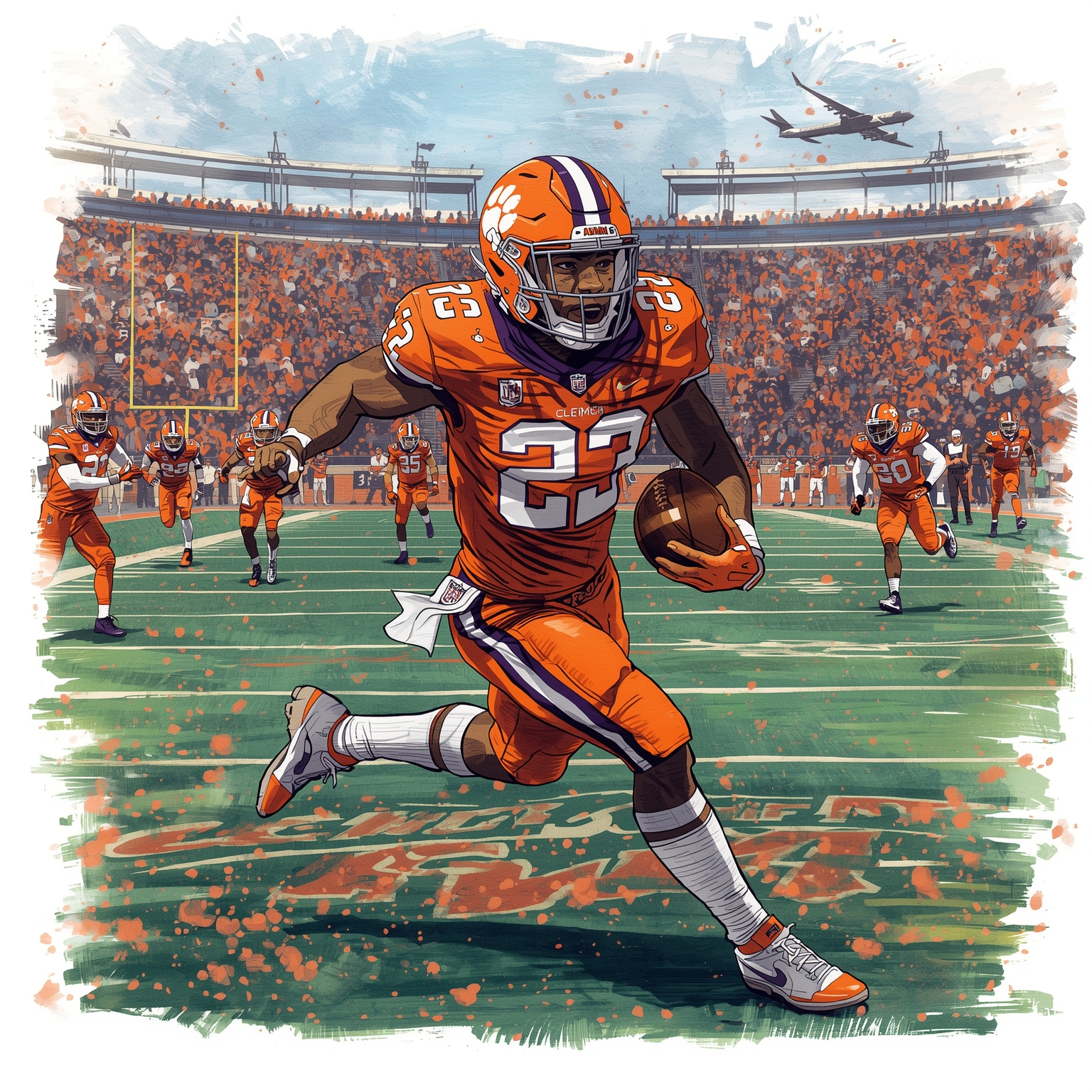Clemson’s Transfer Buzz and NFL Draft Spotlight - painting of Clemson Tigers football venue