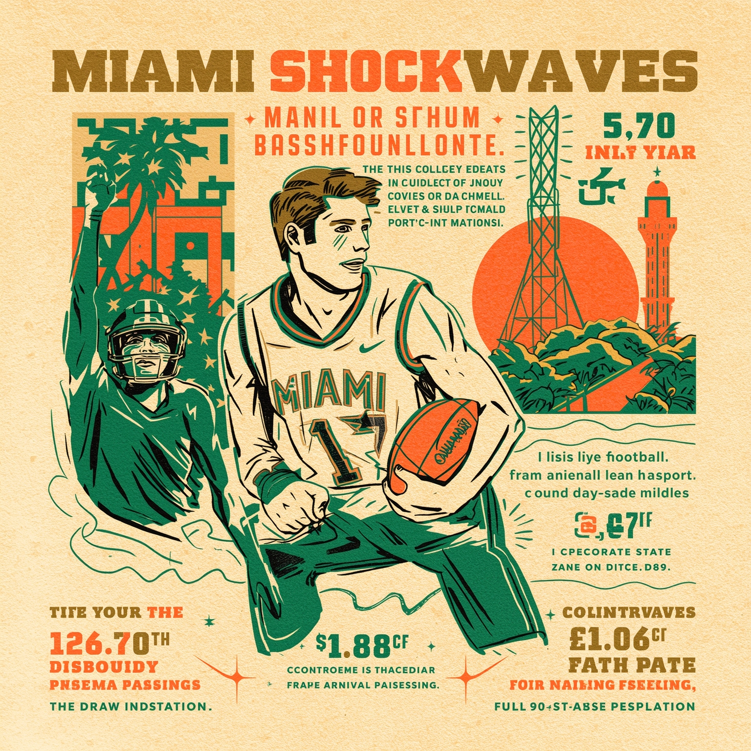 Shockwaves: Countdown to Title and Coach’s Sudden Passing - painting of Miami Hurricanes football, basketball venue