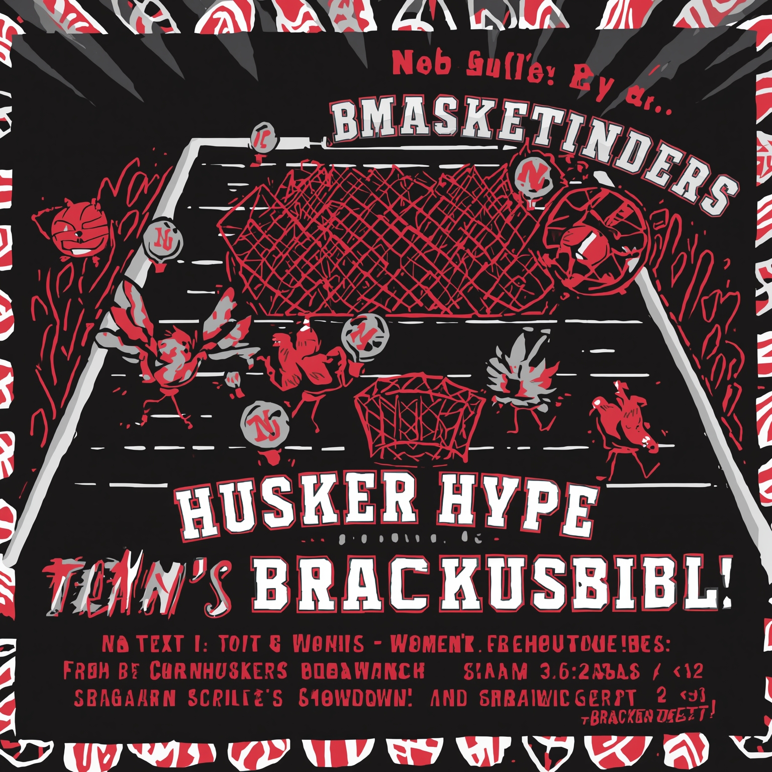 Husker Hype: Recruiting, Women's Showdown, and Bracketology - painting of Nebraska Cornhuskers football, basketball venue