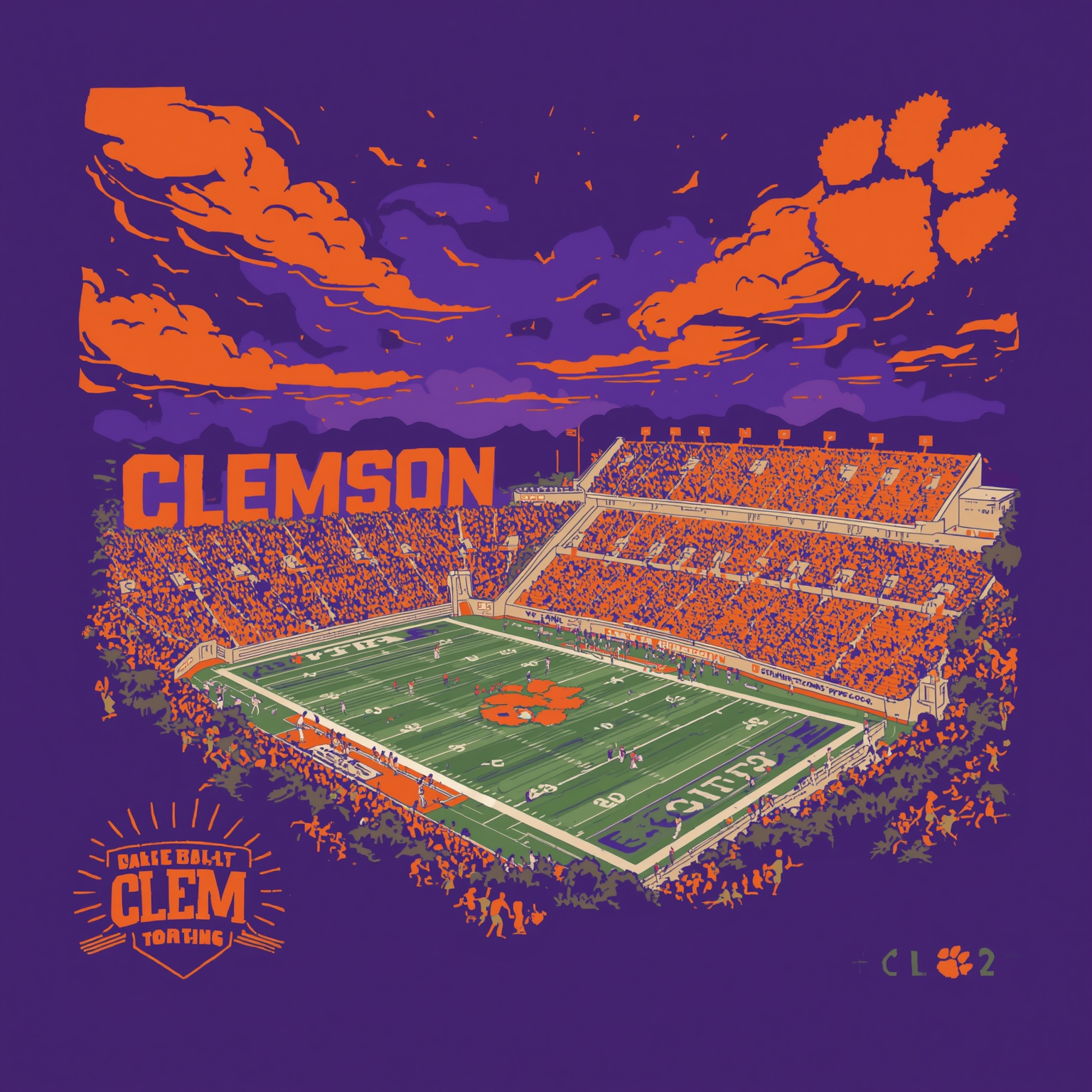 Clemson Sports: Departures, Transfers and Baseball Rankings - painting of Clemson Tigers football, baseball venue