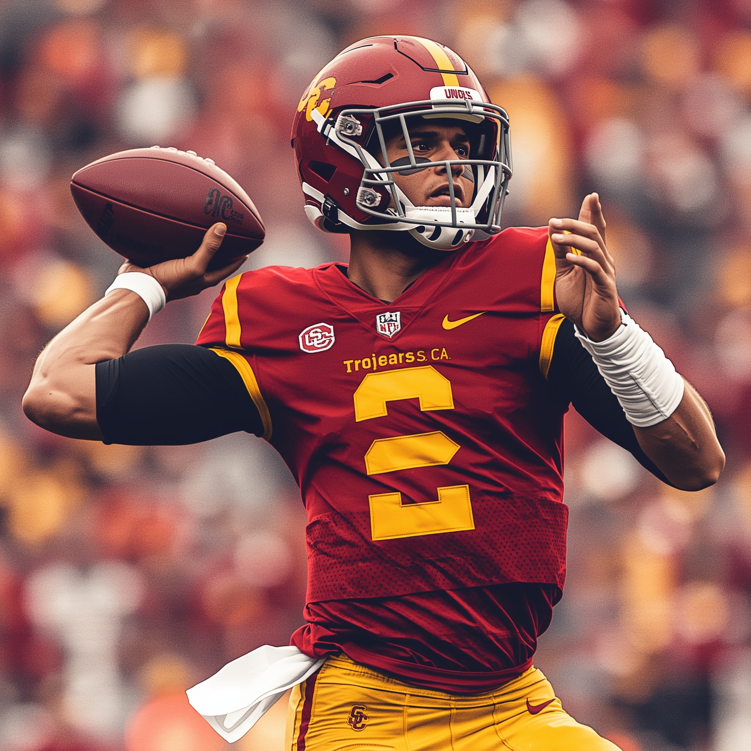 Trojans Shaken by QB Swap and Key Big Ten Showdown - painting of USC Trojans football,basketball venue
