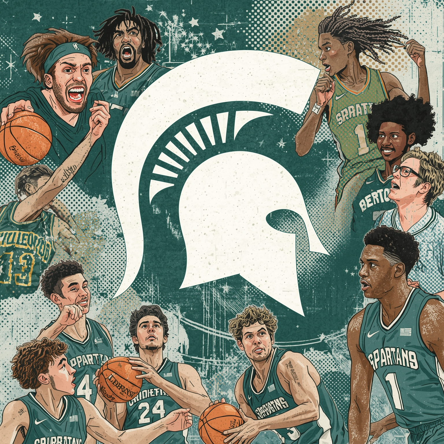 Spartans’ Steady Stars and Explosive Runs - painting of Michigan State Spartans basketball venue
