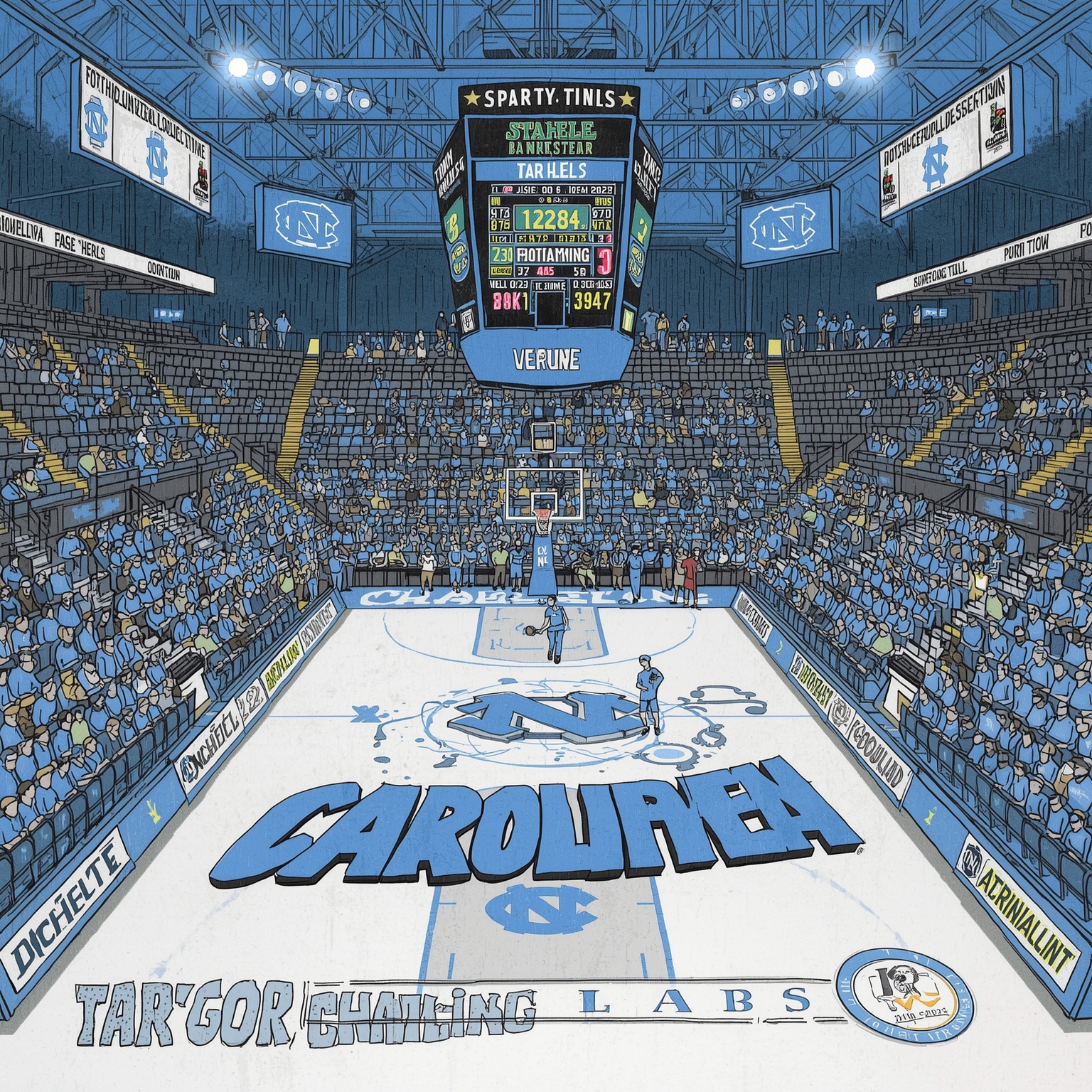 Tar Heels’ Trials: Defense, Upsets & Future Point Guard - painting of North Carolina Tar Heels basketball venue