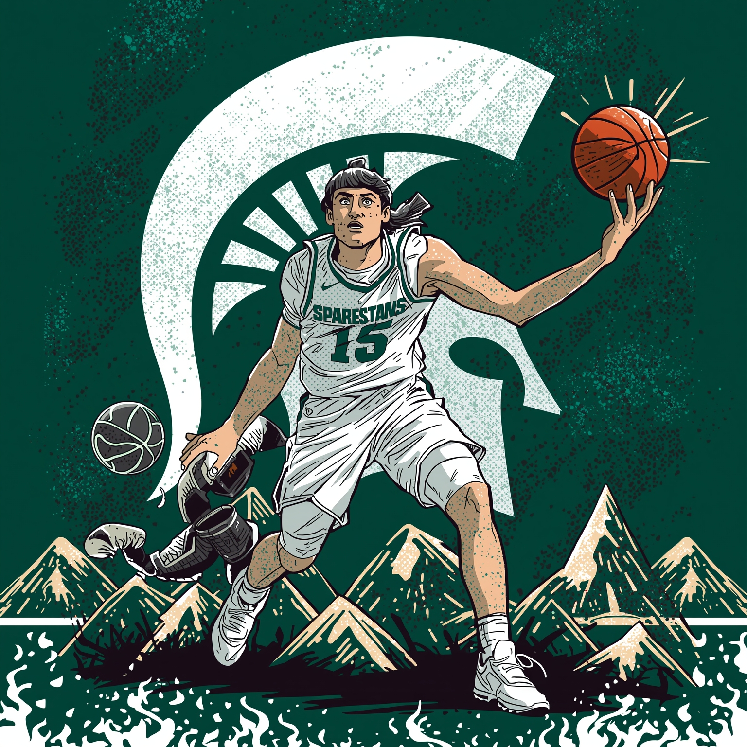 Spartan West Coast Woes, Line Revamp & Coach's Slip - painting of Michigan State Spartans basketball,football venue
