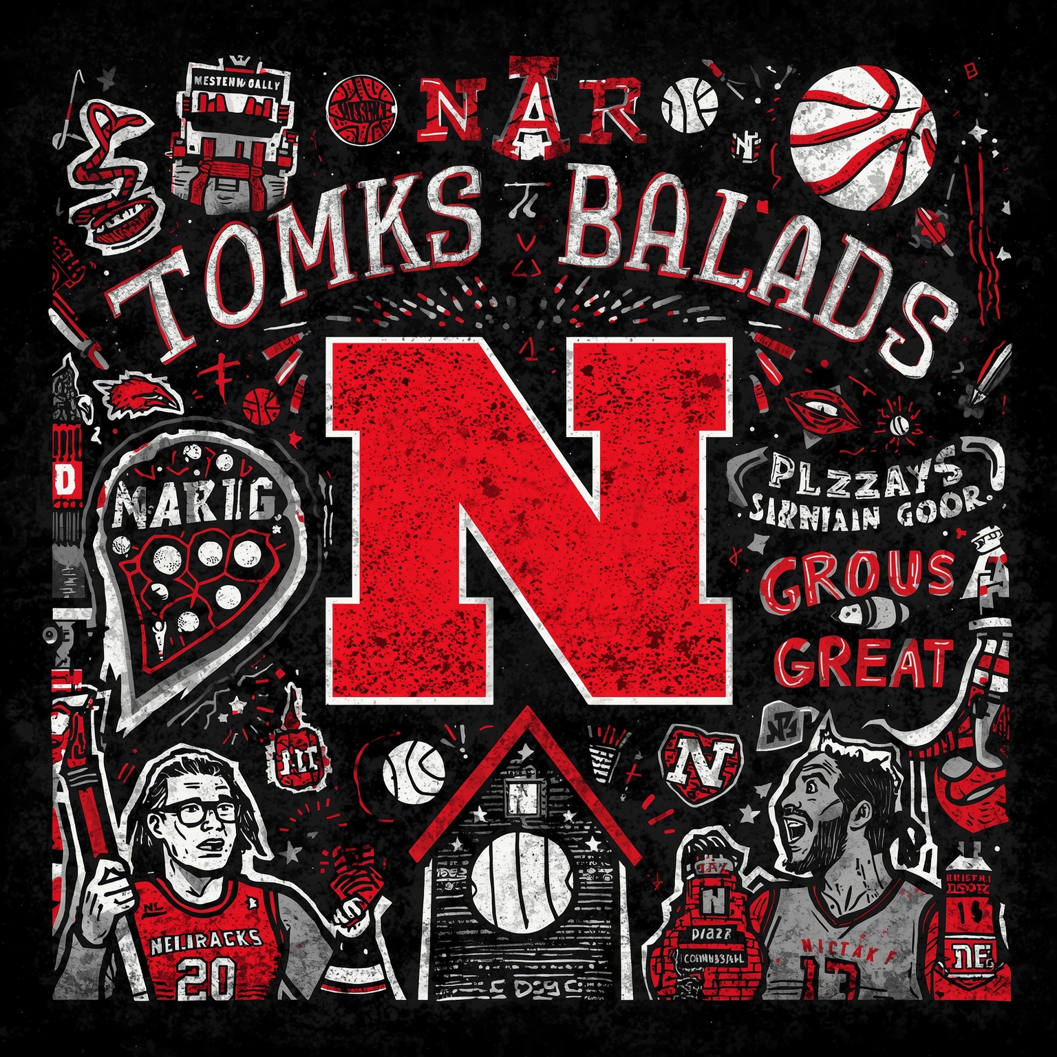 Deficits, Pizza & March: Nebraska Sports in Spotlight - painting of Nebraska Cornhuskers basketball,volleyball venue