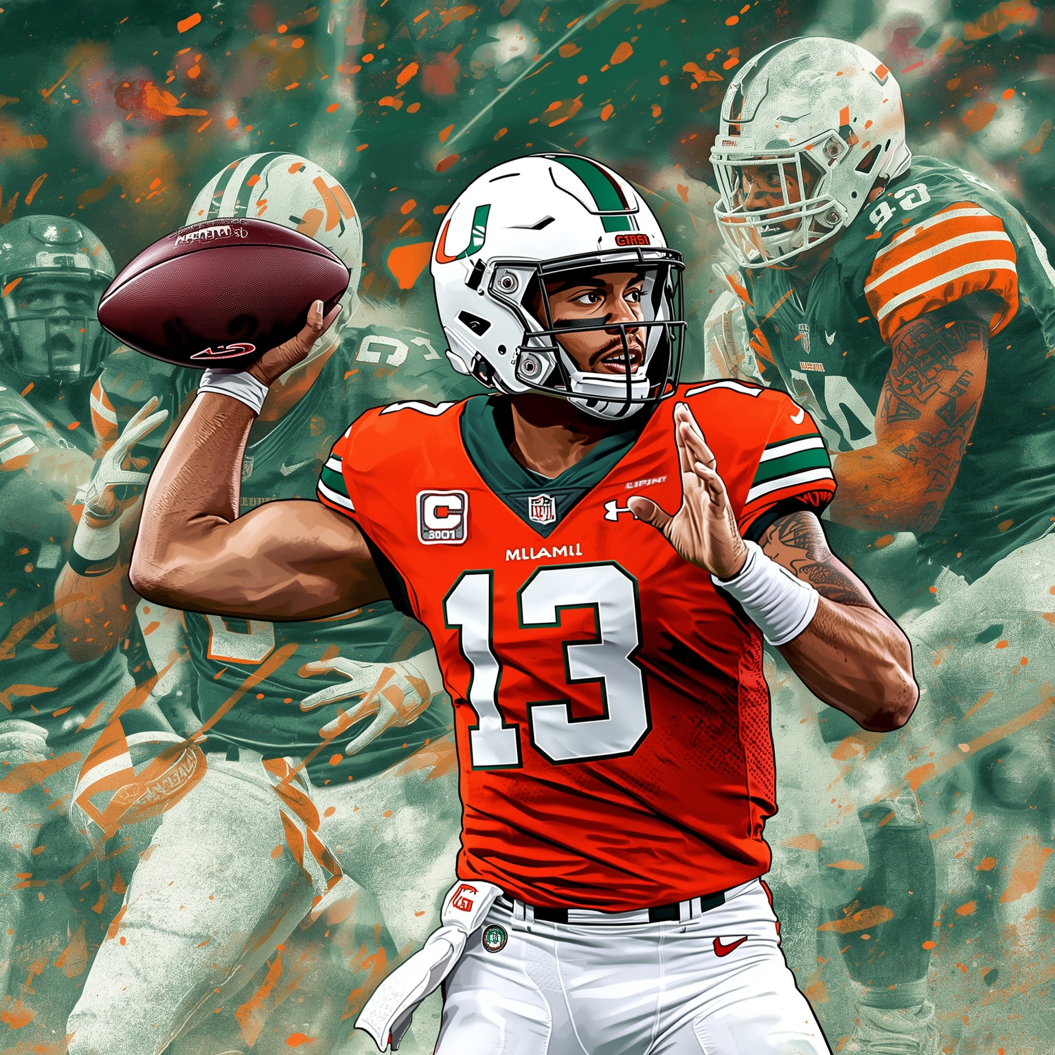 Miami's Last-Minute QB Grab Panic - painting of Miami Hurricanes football venue