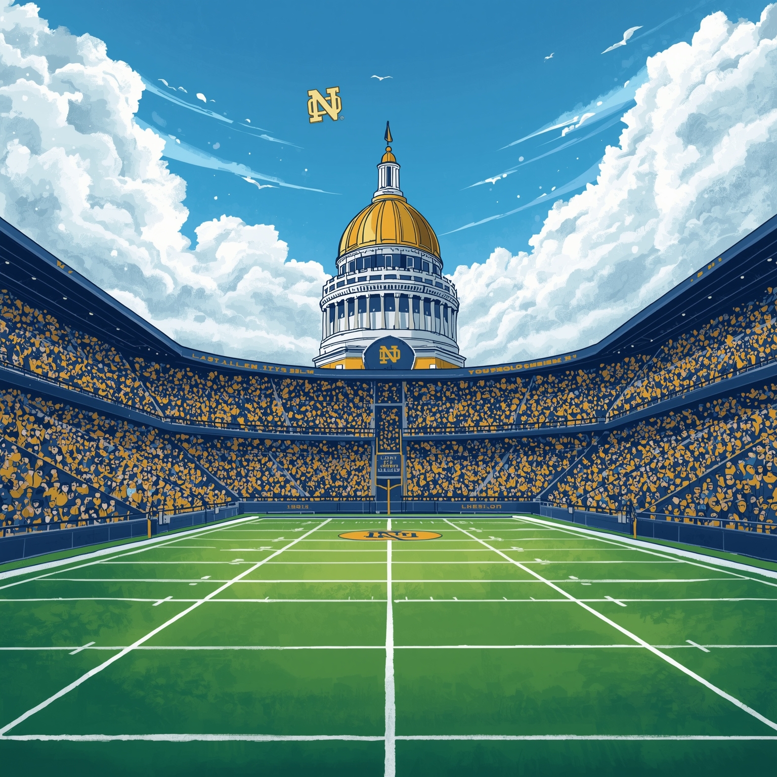 Minchey’s Big Ten Move & Irish Transfer Wishlist - painting of Notre Dame Fighting Irish football venue