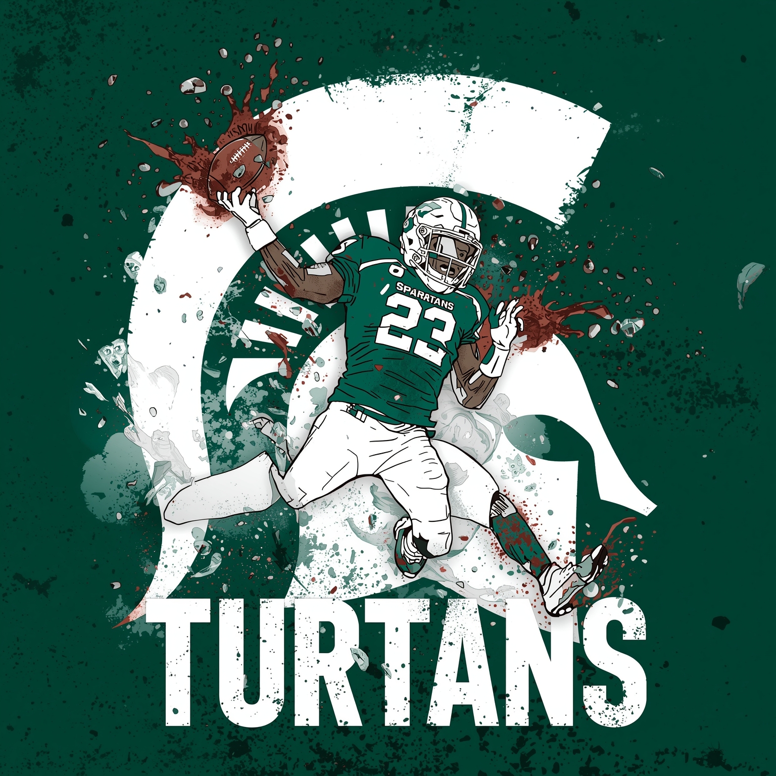 MSU Tackle Turmoil: One Returns, One Departs - painting of Michigan State Spartans football venue
