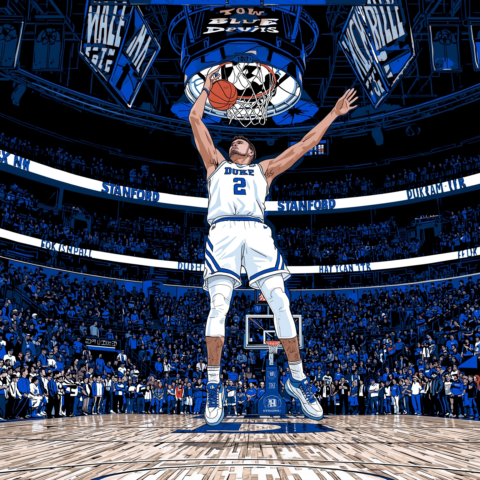 Duke's Bracketology Boost and Stanford Road Keys - painting of Duke Blue Devils basketball venue