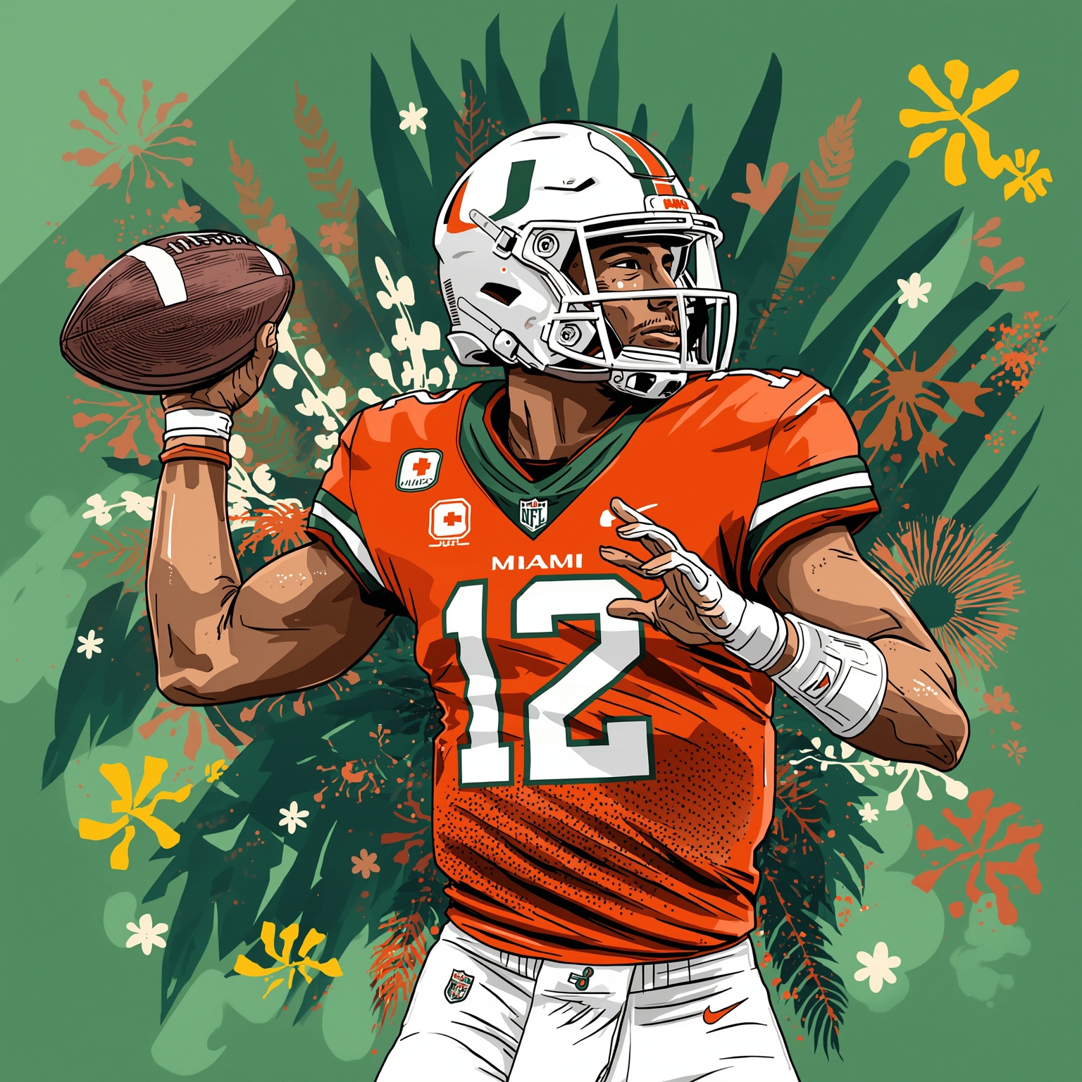 Miami’s Fiesta Showdown, 500th Win & QB Hunt - painting of Miami Hurricanes football,basketball venue