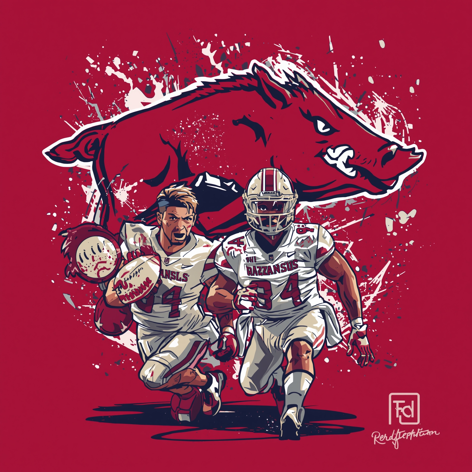 Razorbacks Reload Defense for High-Octane SEC Showdown - painting of Arkansas Razorbacks football venue