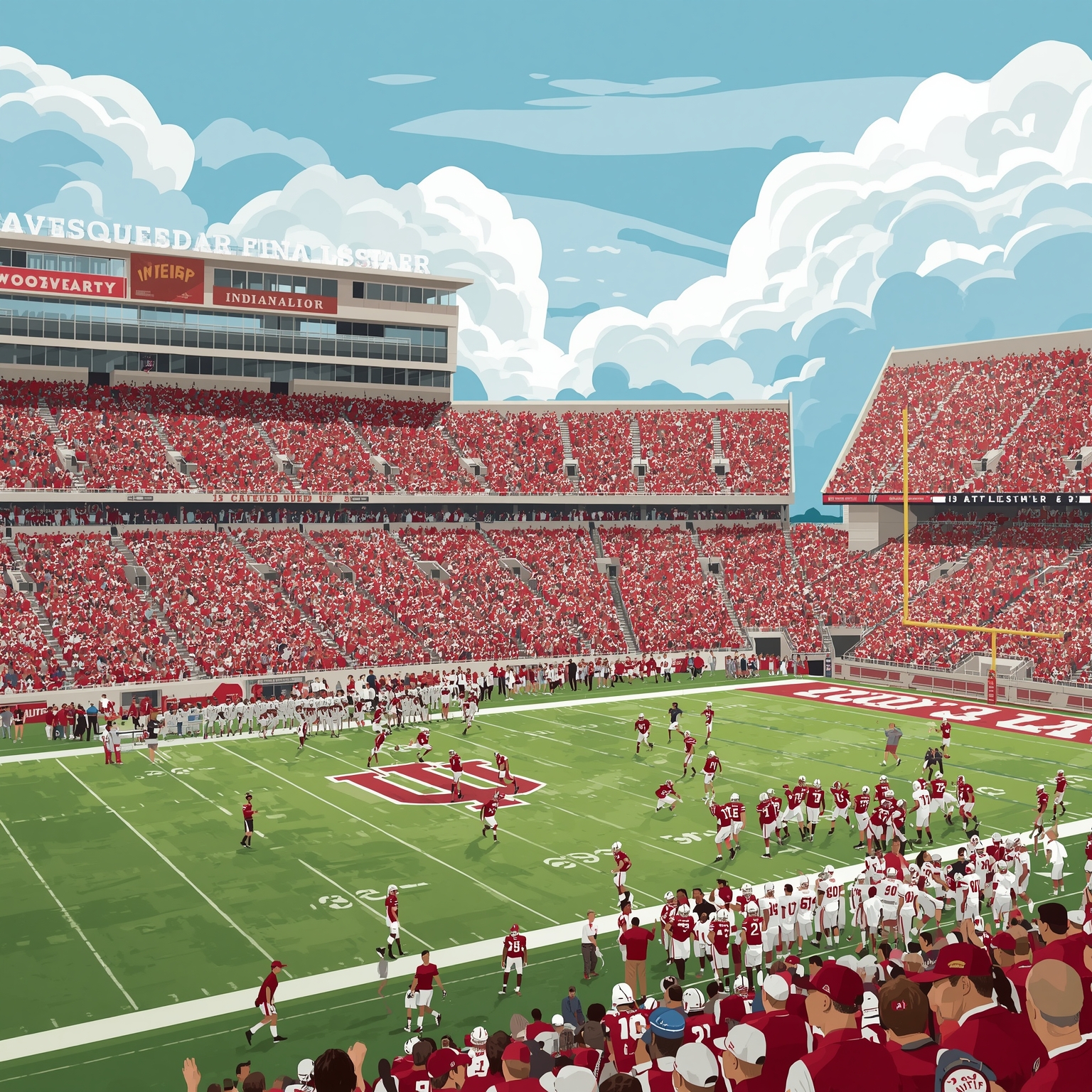 Hoosiers’ Final Prep: Coaches, Kicker, Jump-Ball Ace - painting of Indiana Hoosiers football venue