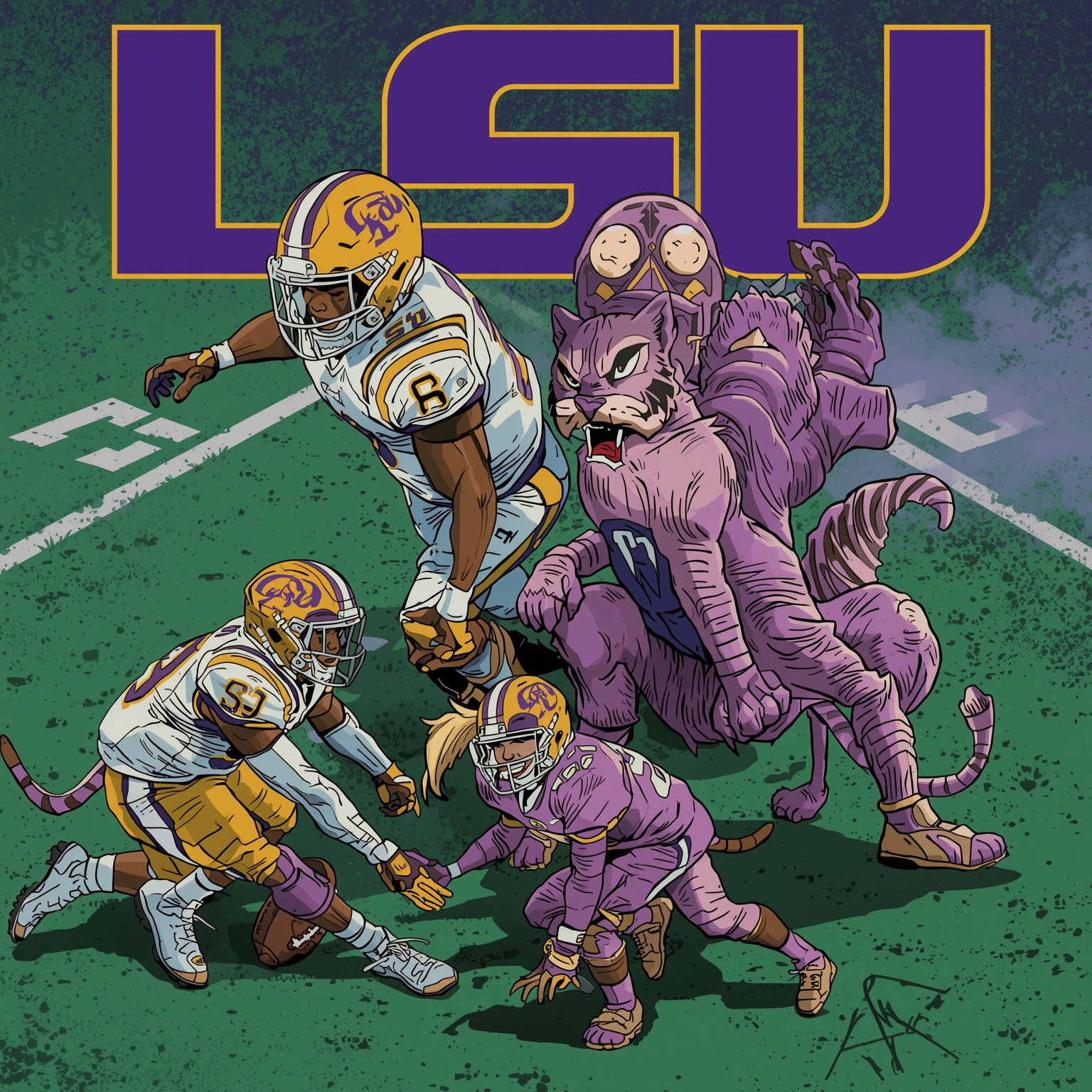 LSU’s Transfer and Recruitment Rollercoaster - painting of LSU Tigers football venue