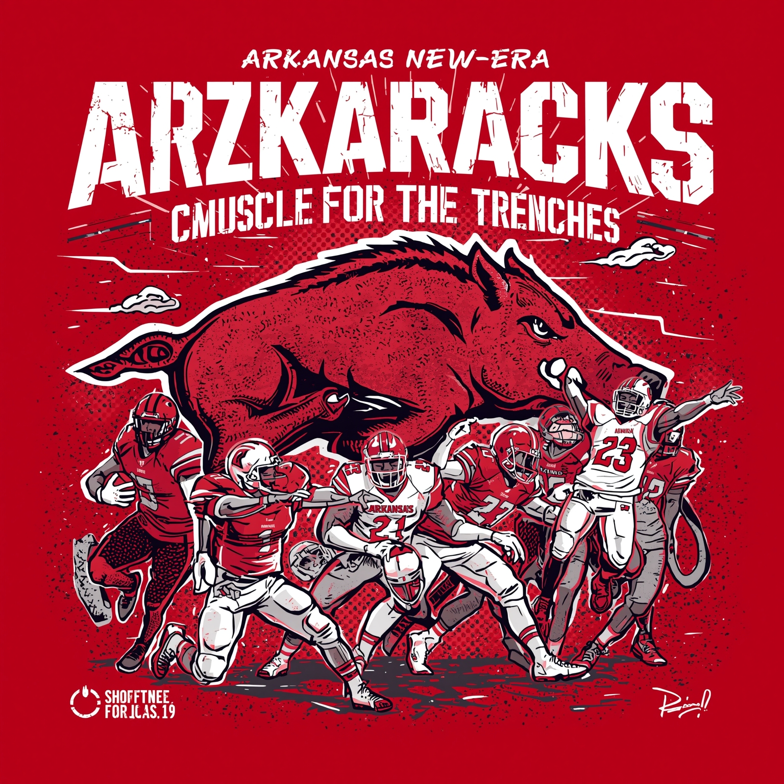 Arkansas’s New Era: Chasing Muscle for the Trenches - painting of Arkansas Razorbacks football venue