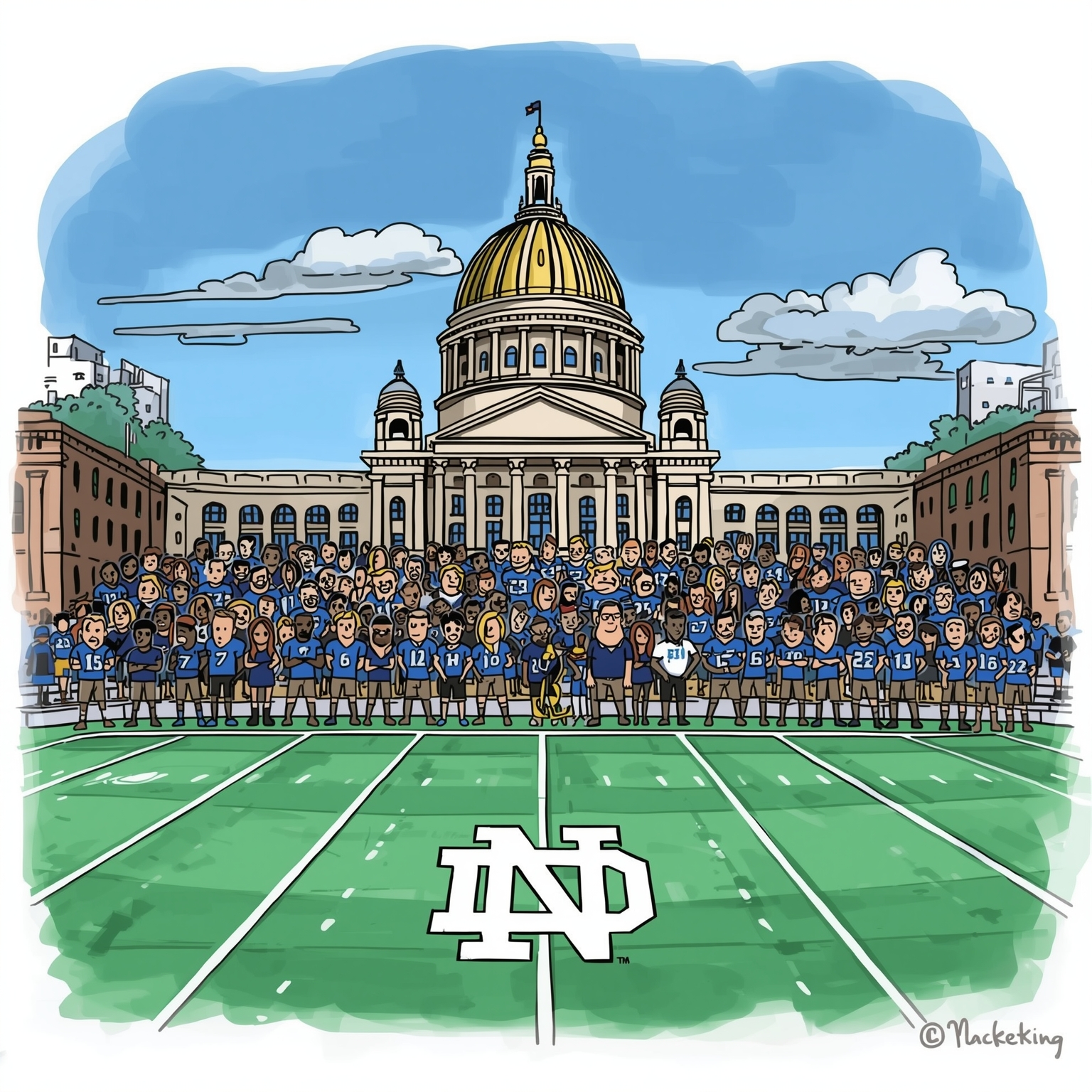 Notre Dame’s Playoff Snubs and Saban’s Backhanded Praise - painting of Notre Dame Fighting Irish football venue