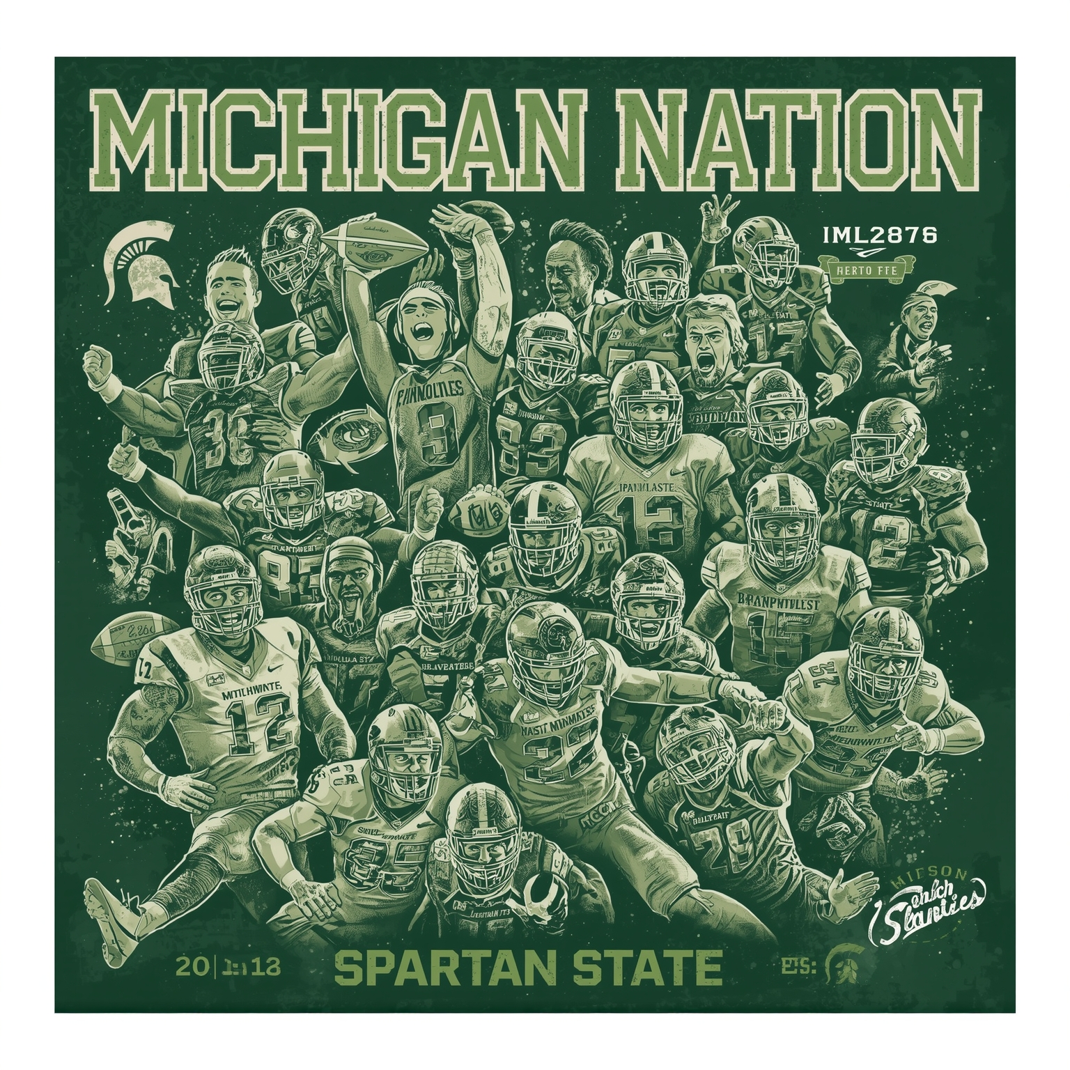 Spartan Nation: Schedule, Rosters & Viral Moments - painting of Michigan State Spartans football,basketball venue