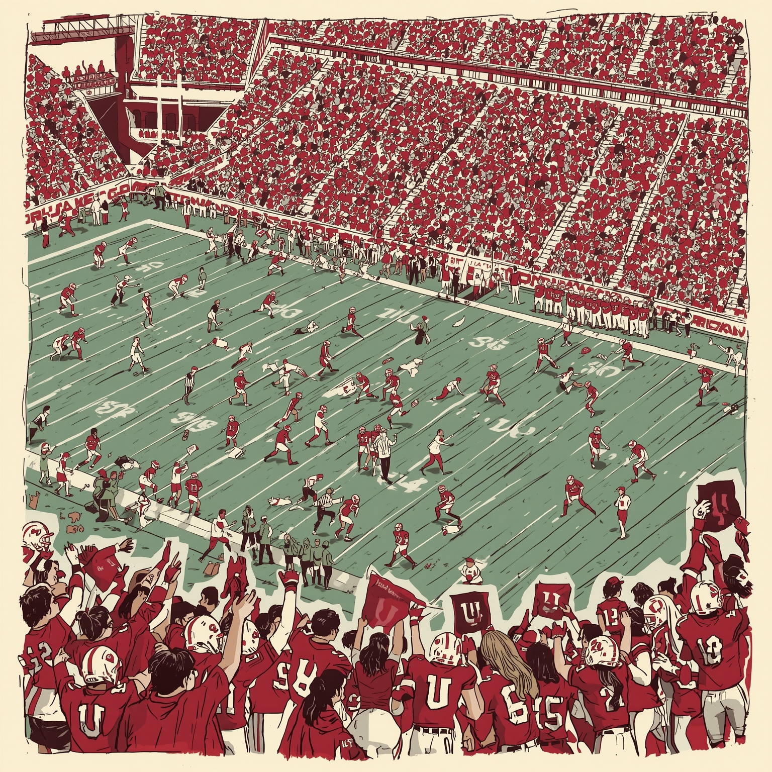 Indiana’s Championship: Clutch Pick, Celebration & SI Cover - painting of Indiana Hoosiers football venue