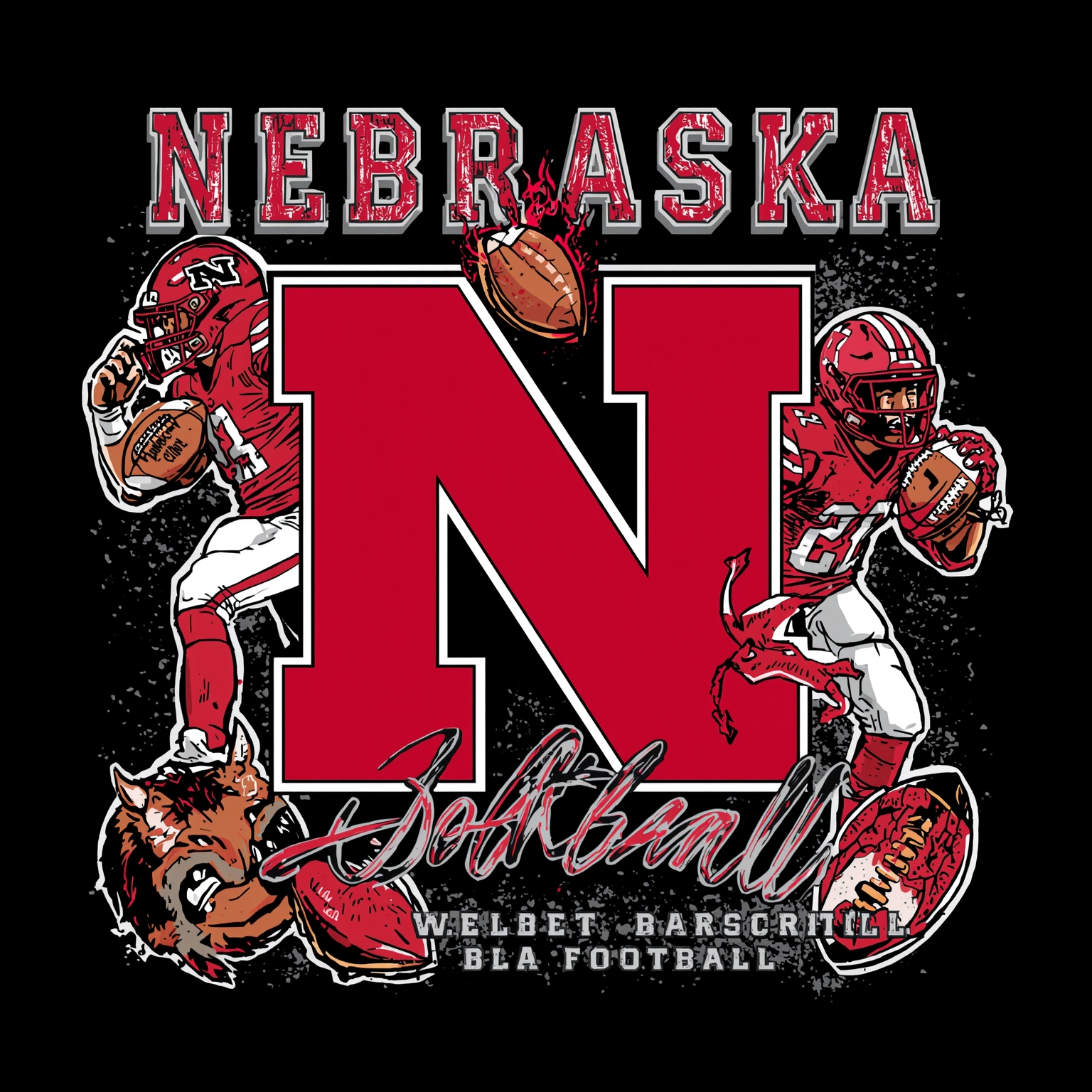 Nebraska Roundup: Wrestling, Softball, Basketball & Football - painting of Nebraska Cornhuskers football, basketball, softball venue