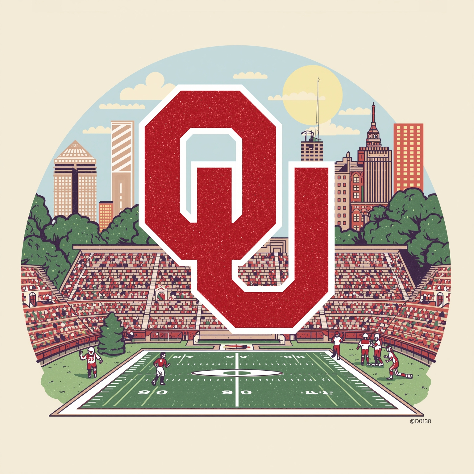Oklahoma Sooners Shake Up Staff, Rosters, and Accolades - painting of Oklahoma Sooners football, softball venue